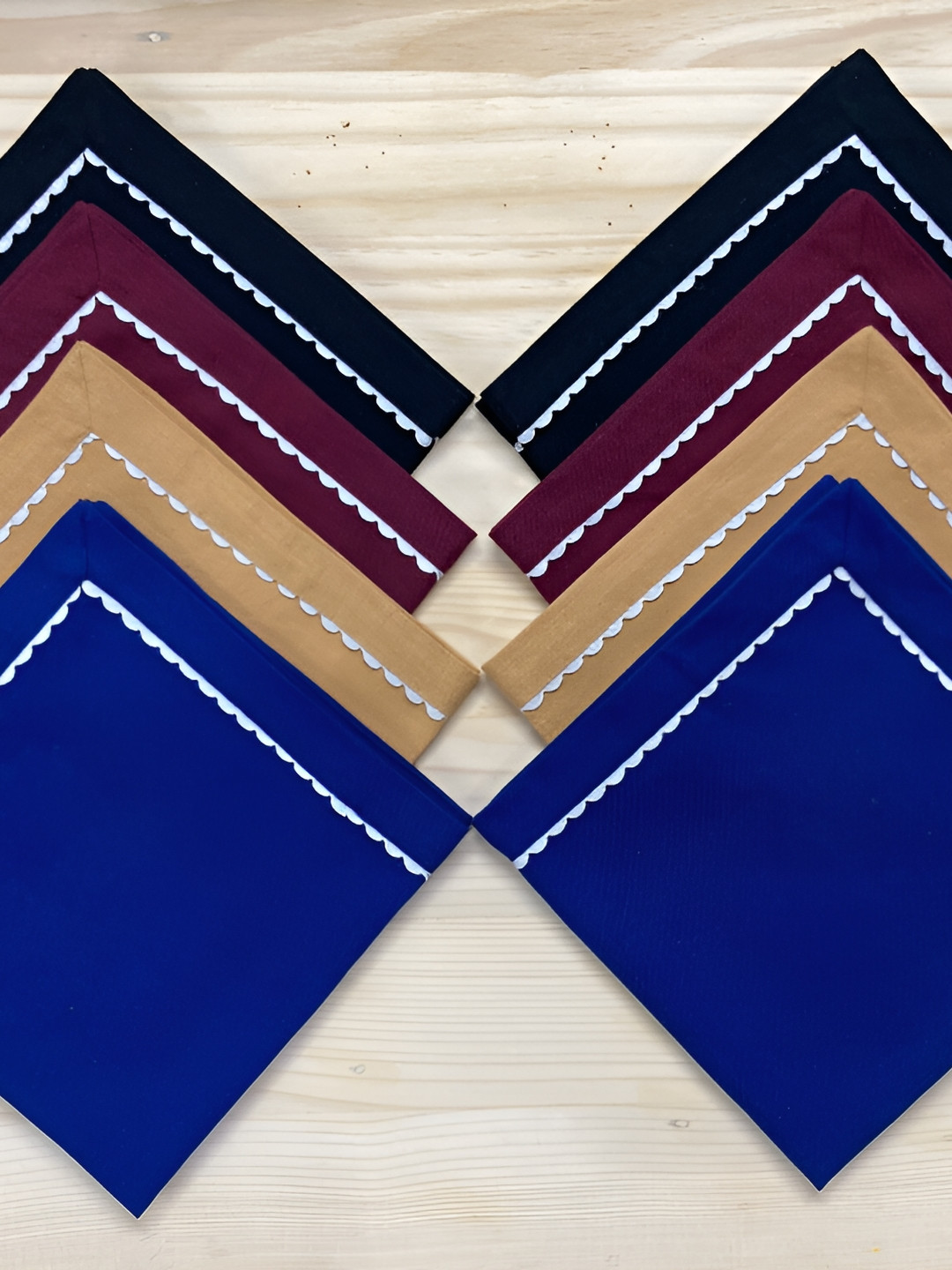 FOVEROS 6 Pieces Blue & Maroon Cotton Dinner Table Napkins