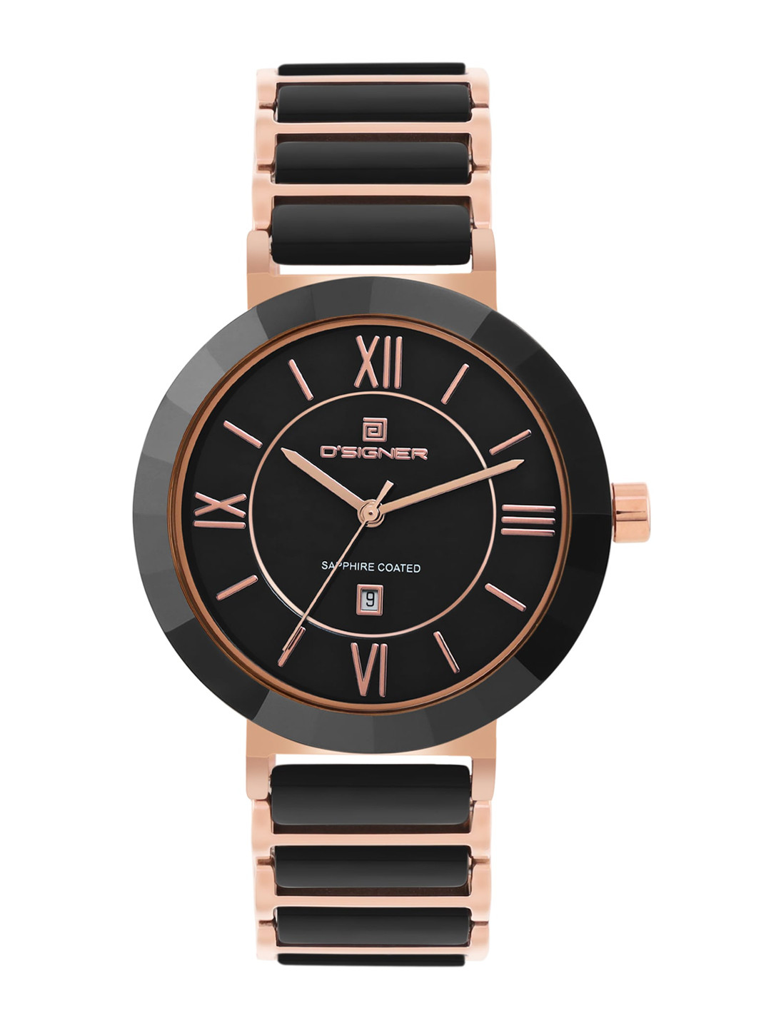 D'SIGNER  Women Brass Dial & Ceramic Bracelet Style Straps Analogue Watch 815RGBCRM.3L