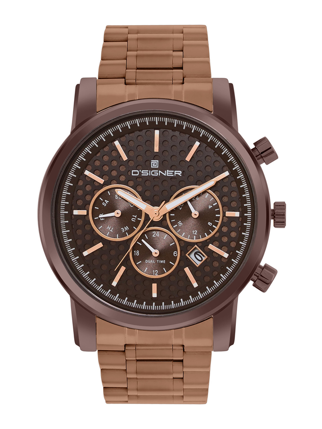 D'SIGNER  Men Brass Dial & Bracelet Style Straps Analogue Watch 795BRNM.9G