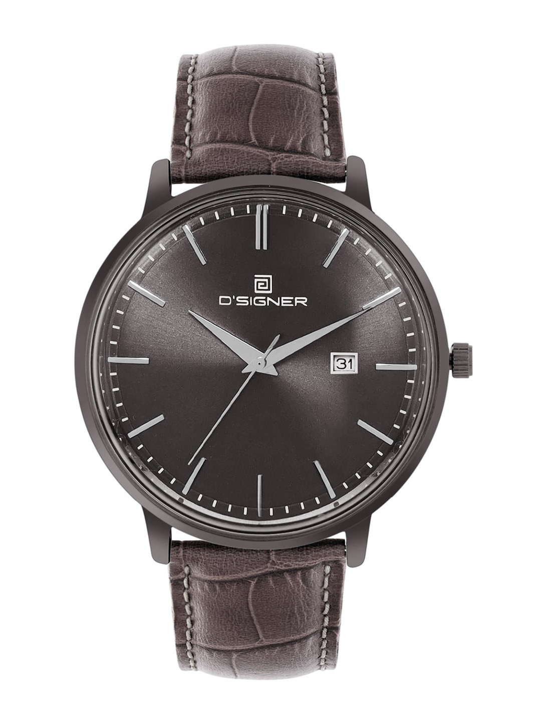 D'SIGNER  Men Brass Dial & Leather Straps Analogue Watch 790GNL.8G