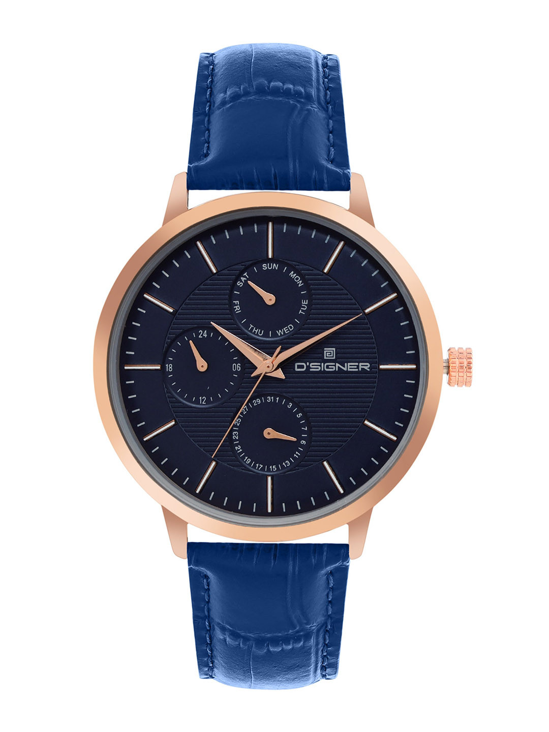 D'SIGNER  Men Brass Dial & Leather Straps Analogue Watch 792RGL.5G