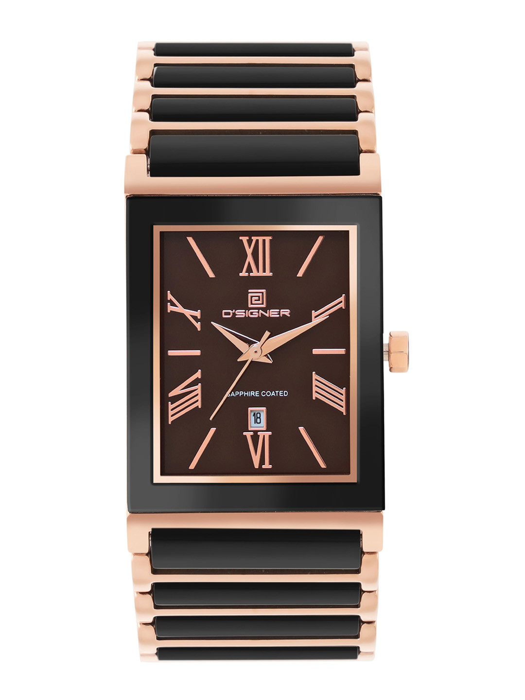 D'SIGNER  Men Brass Dial & Ceramic Bracelet Style Straps Analogue Watch 817RGBCRM.9G