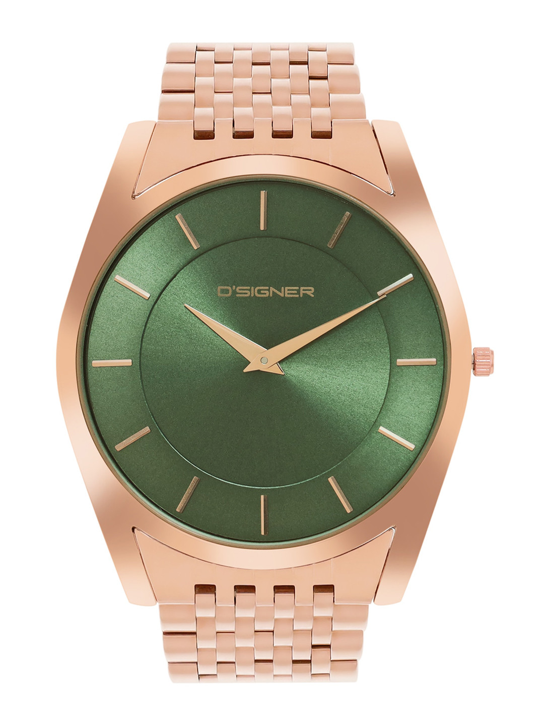 D'SIGNER  Men Brass Patterned Dial & Bracelet Style Straps Analogue Watch 753RGM.16G