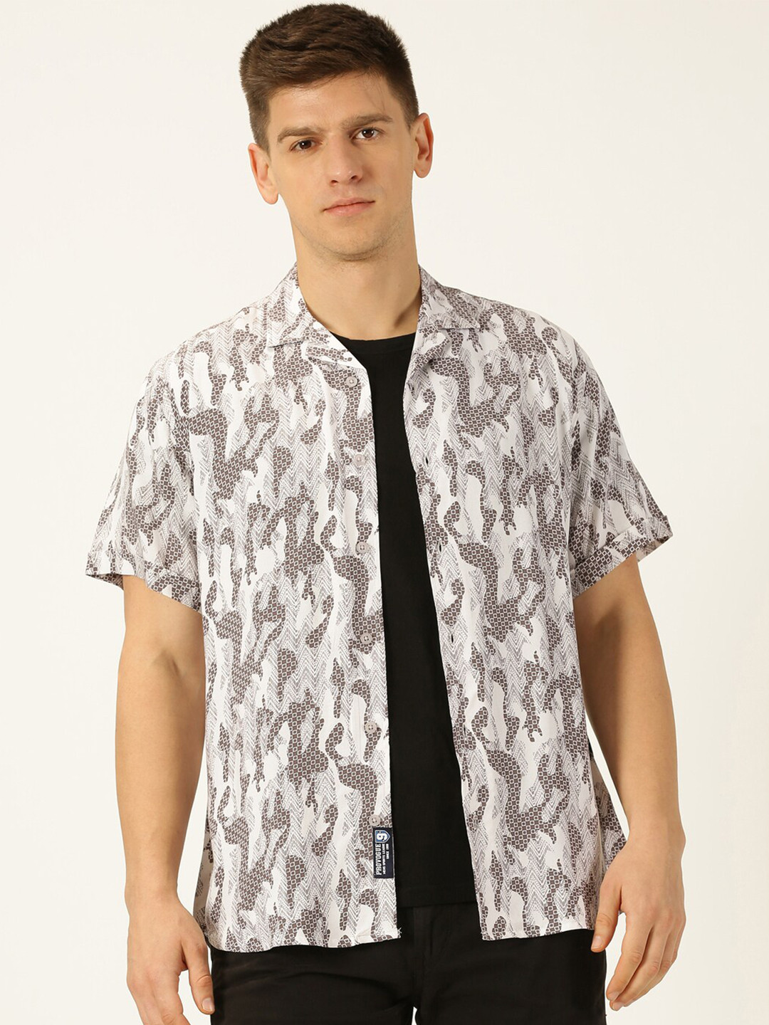 Provogue Original Slim Fit Abstract Printed Pure Cotton Casual Shirt