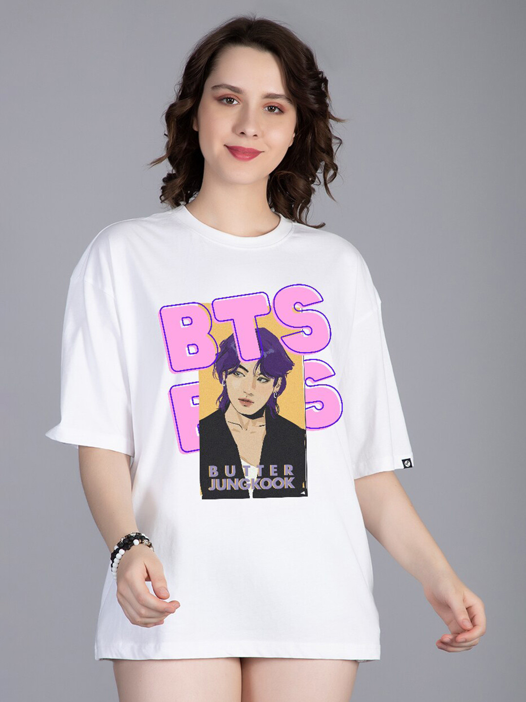 PRONK Butter Jungkook Printed Drop Shoulder Sleeves Pure Cotton Oversized T-shirt