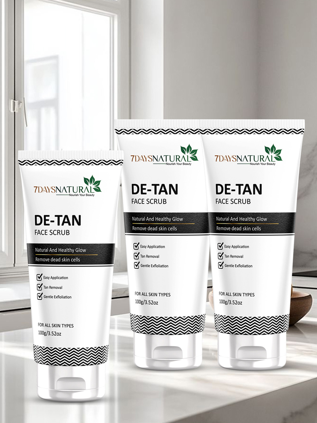7DAYSNATURAL 3-Pcs De-Tan Face Scrub With Vitamin C - 100g Each