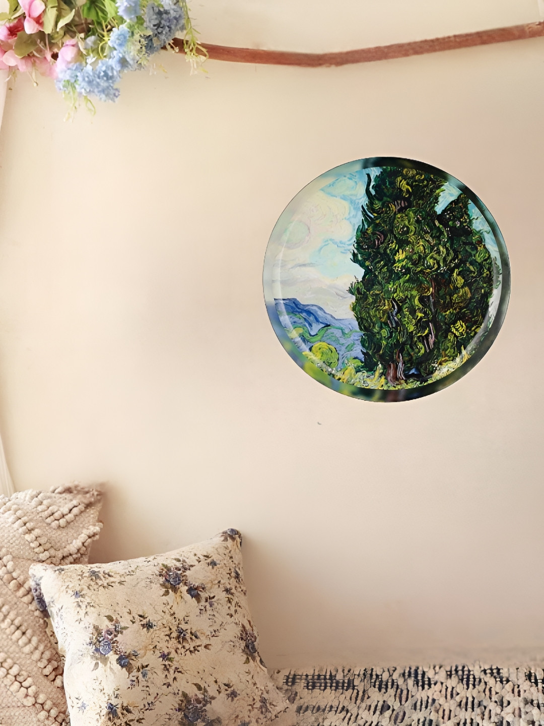 Homspurts Vincent Van Gogh Metal Glossy Hanging Hall Wall Plates-10.6In