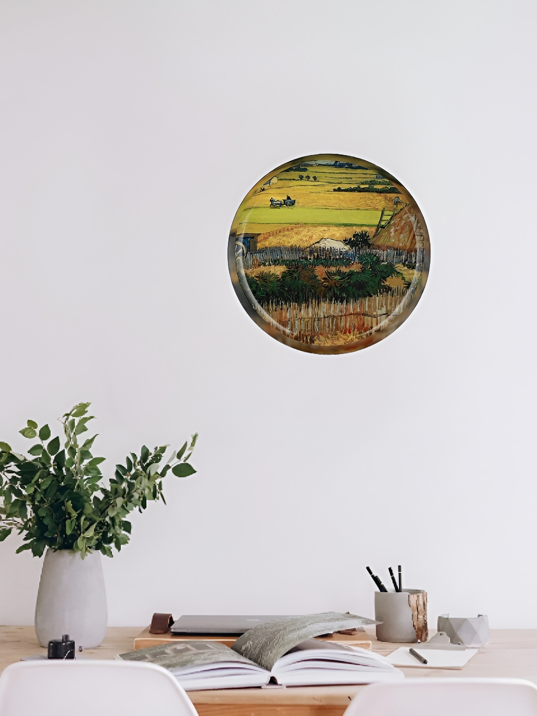 Homspurts Vincent Van Gogh Metal Crafted Ceramics Glossy Hanging Hall Wall Plates-10.6In