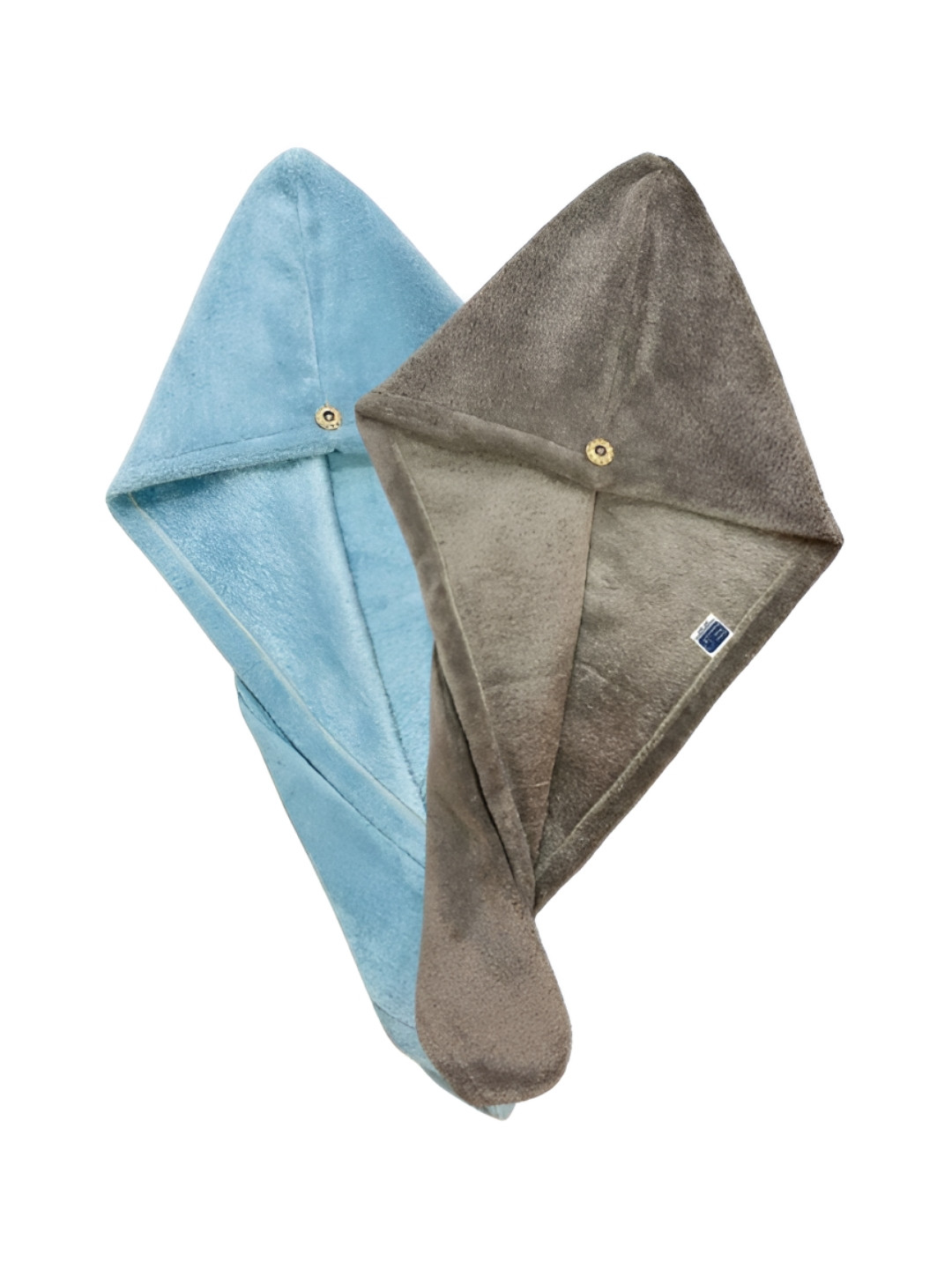 Cotton Bolls Textiles Blue & Grey 2Pcs Super Absorbant    Microfiber 300 GSM Hair Towels