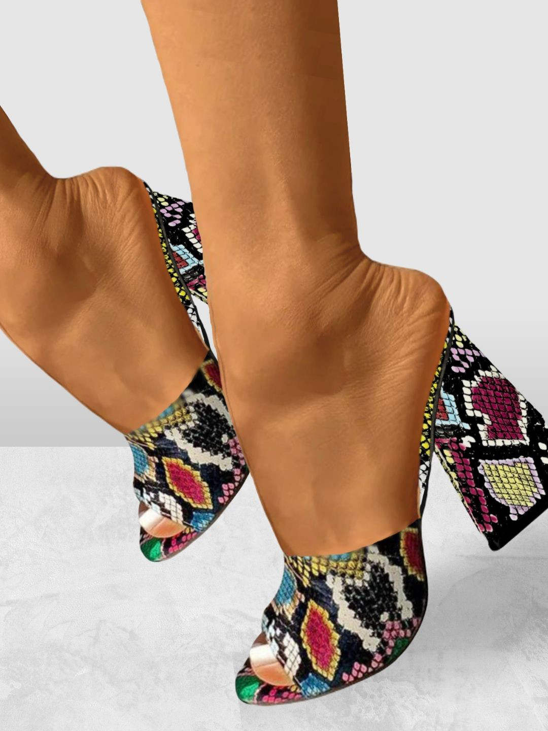 stylzrepublic Girls Printed Peep Toe Block Heels