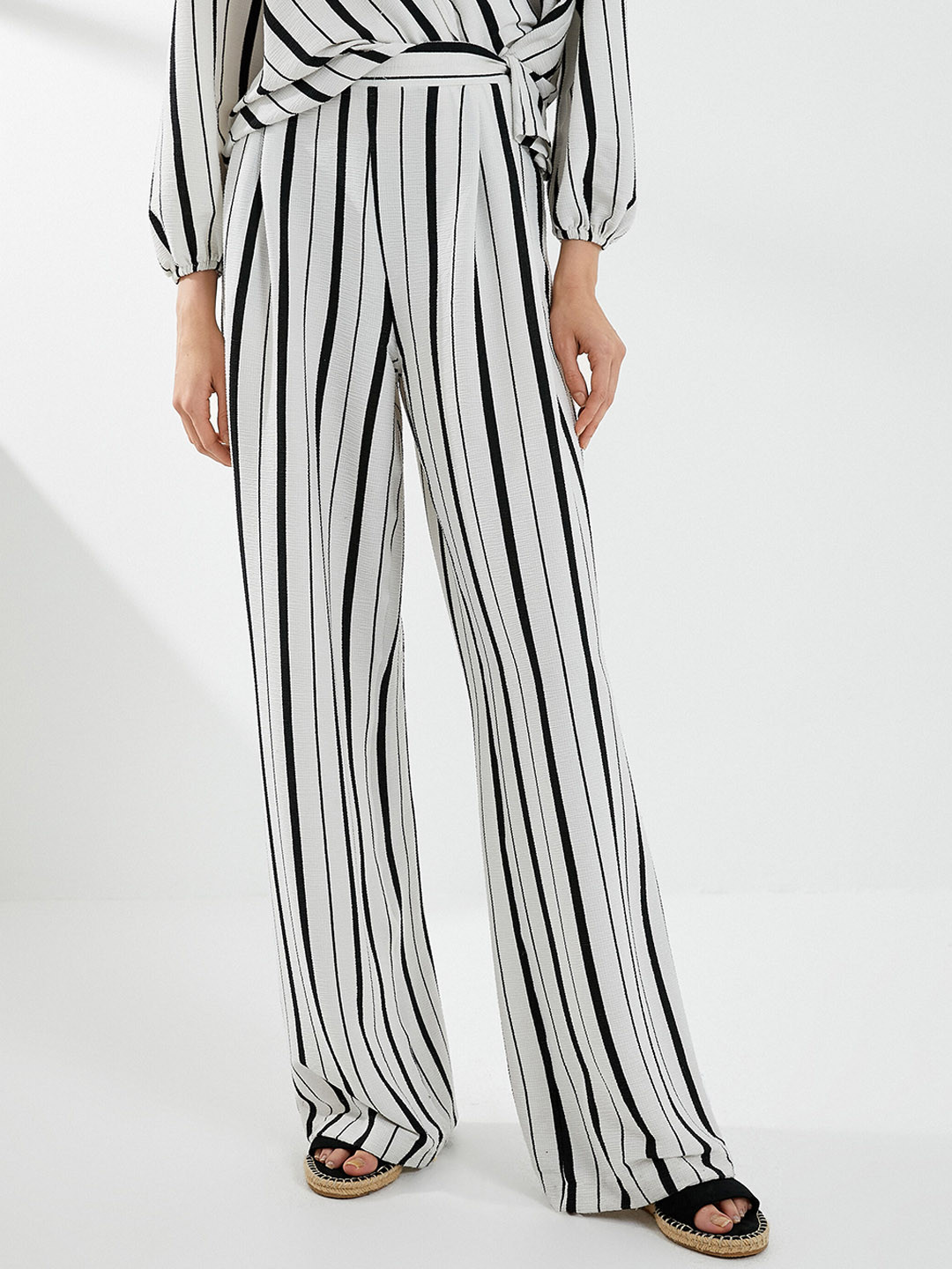 Koton Women Striped Parallel Trousers