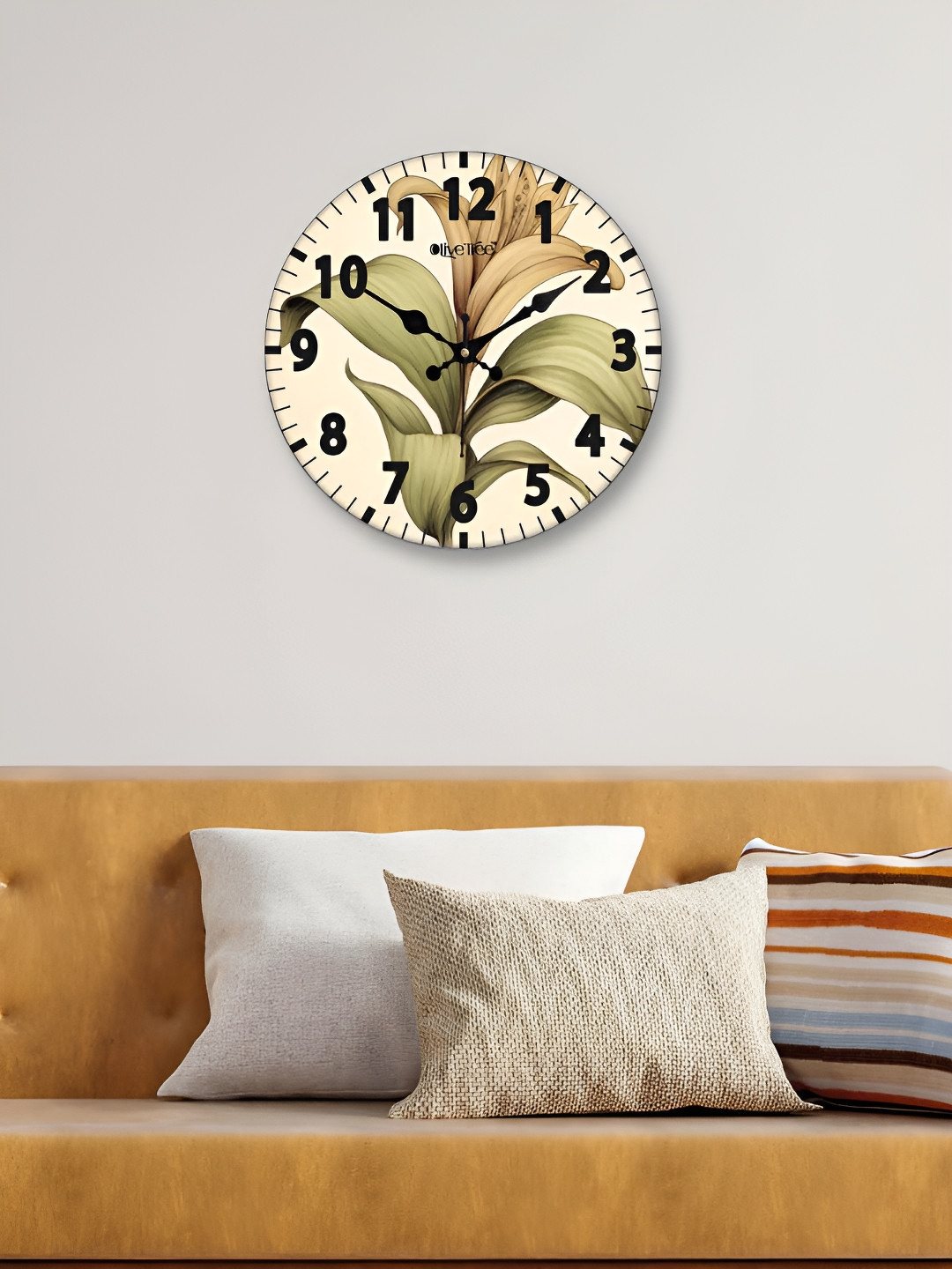 OLIVE TREE Green & Black Printed Analogue Contemporary Wall Clock