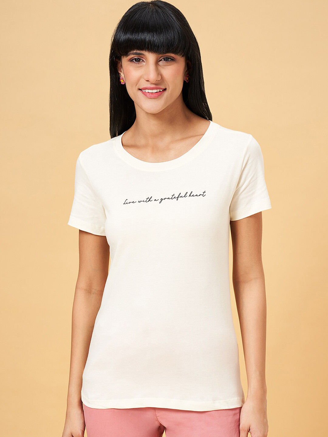 Honey by Pantaloons Typography Printed Short Sleeves Cotton T-shirt