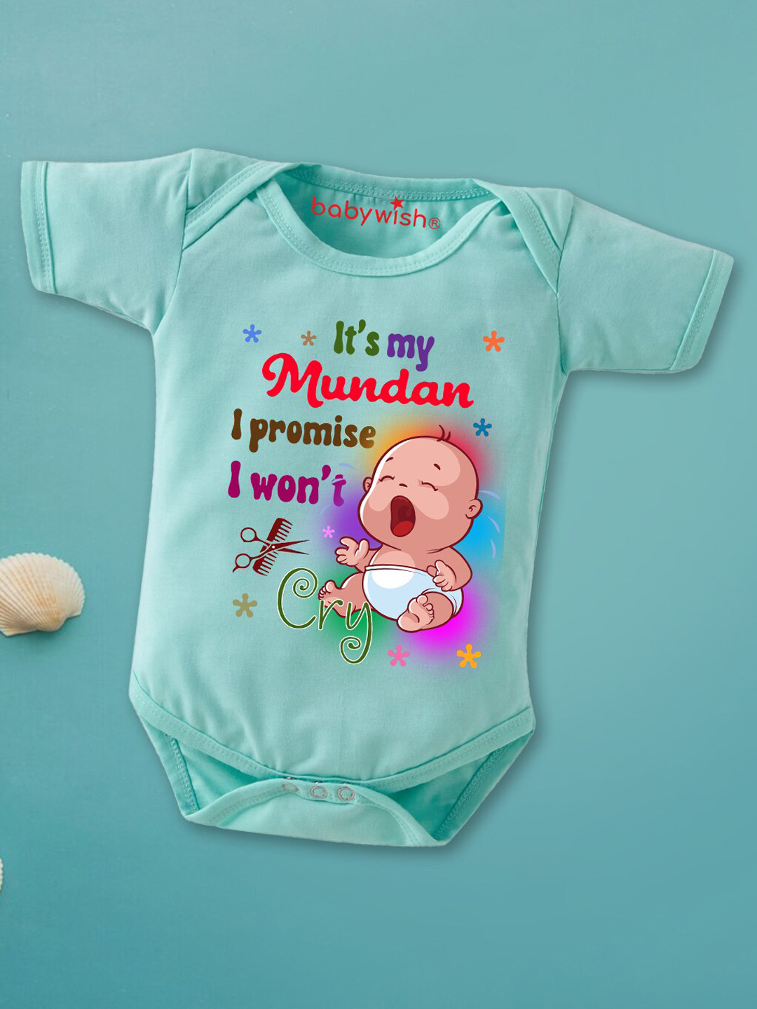 Babywish Infants Printed Envelop Neck Cotton Bodysuit