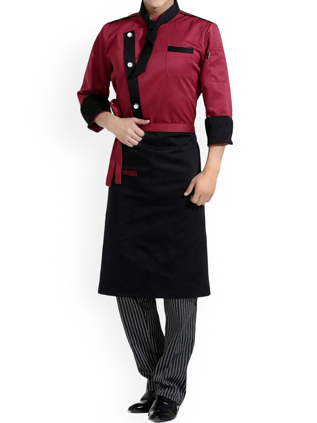 SWITCHON Black & Maroon Waist Skirt Apron