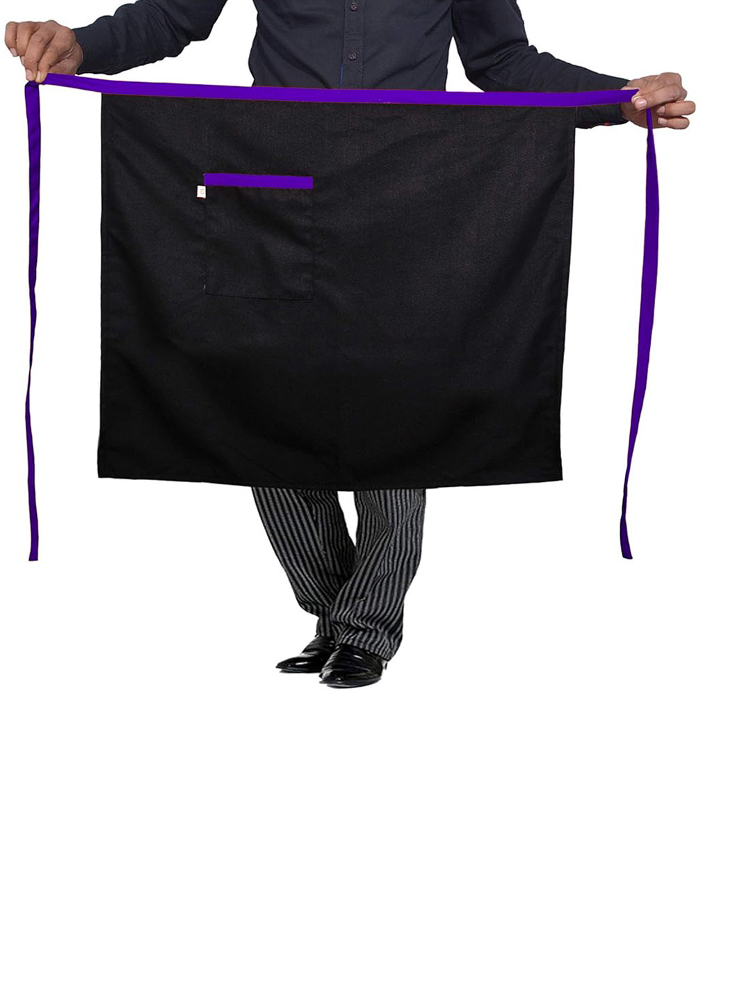 SWITCHON Black & Blue Pocket Detail Tie Up Apron