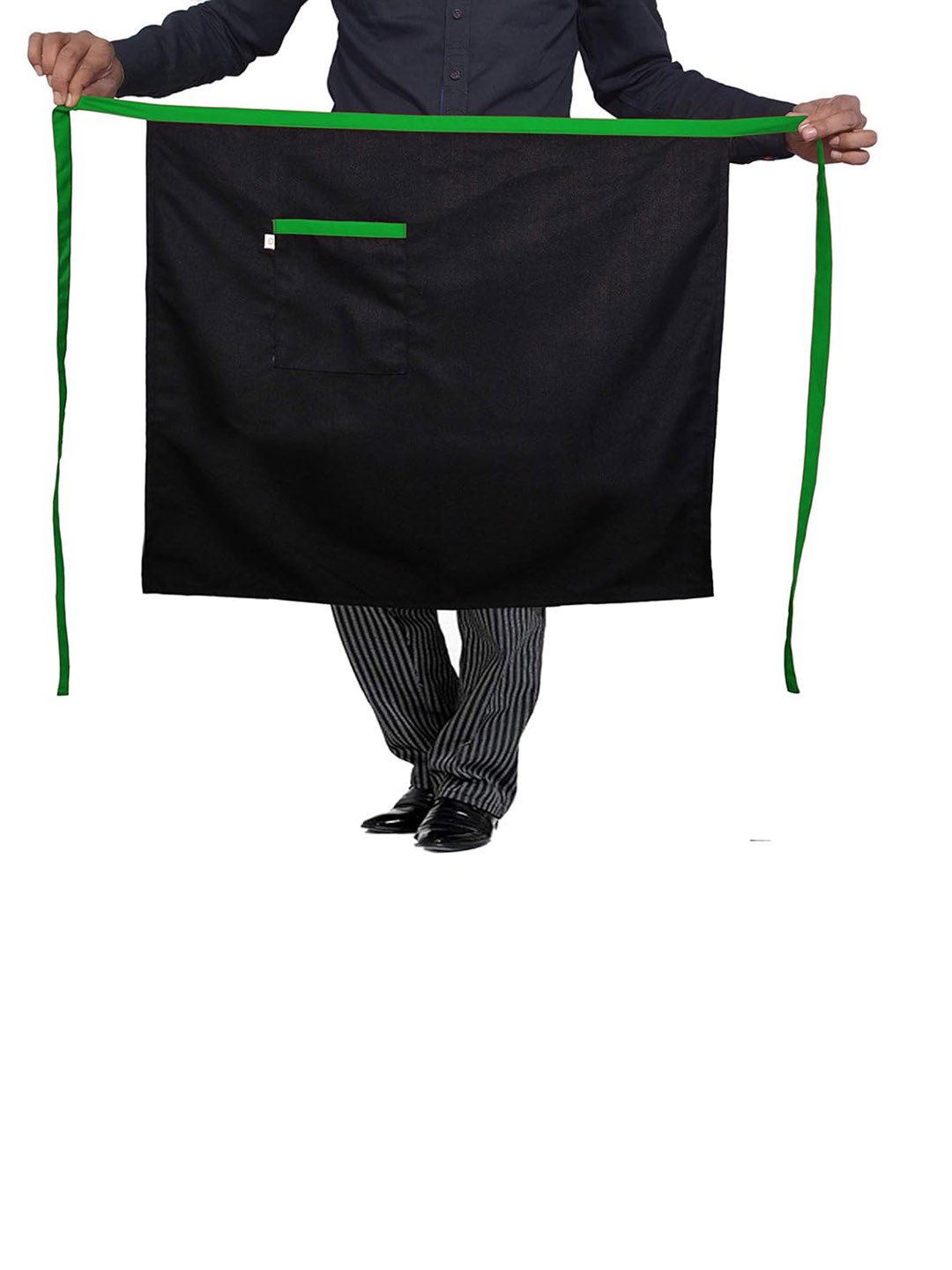 Switchon Black & Green Pocket Detail Tie Up Apron