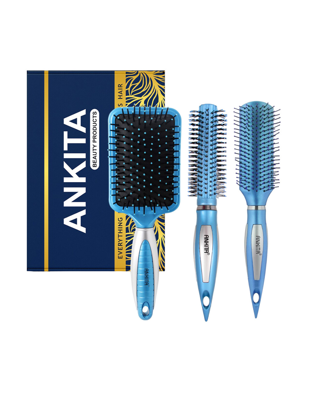 ANKITA 3-Pcs AP-2408 Hair Brush Combo - Blue