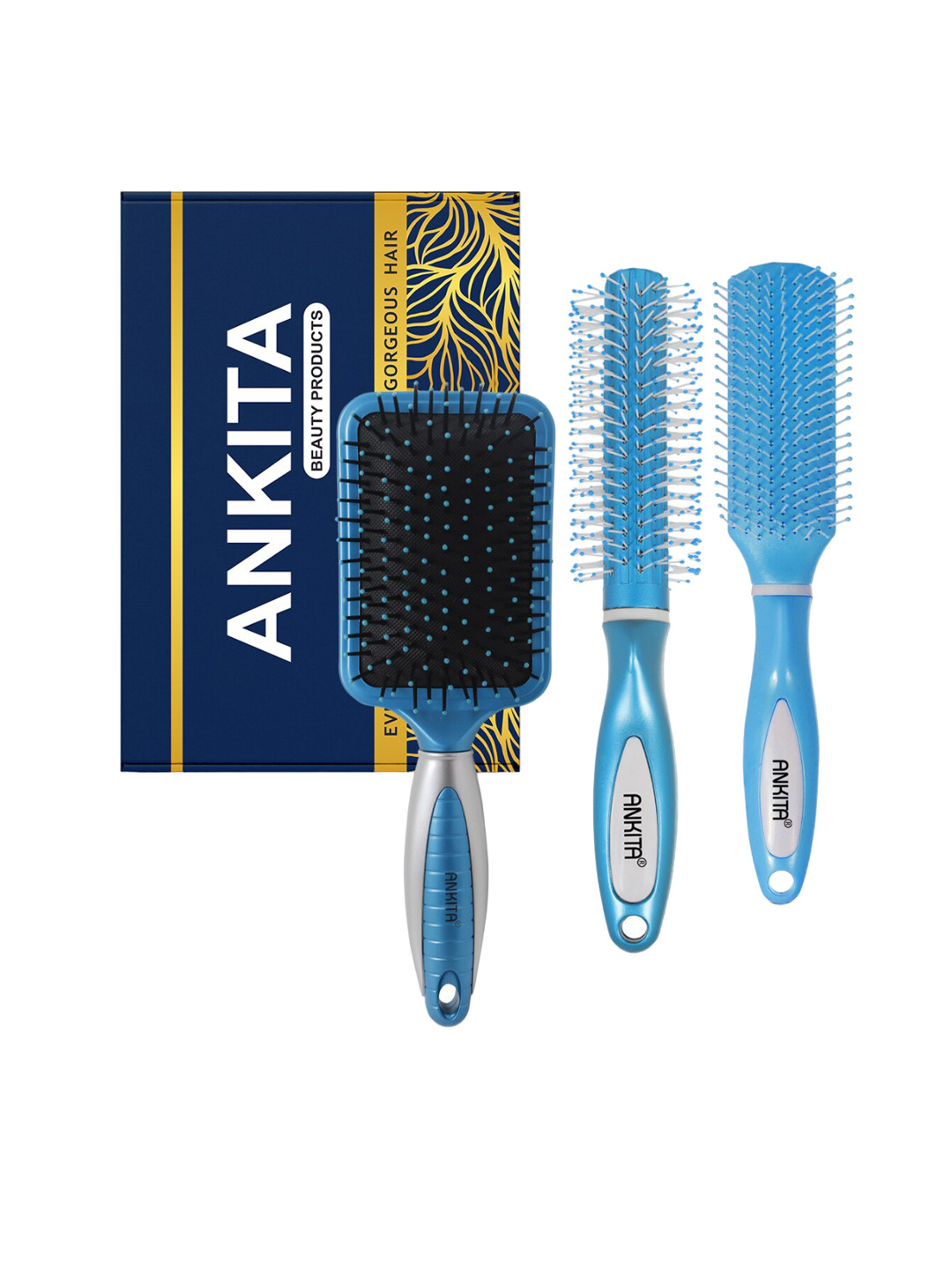 ANKITA 3-Pcs AP-2411 Hair Brush Combo - Blue