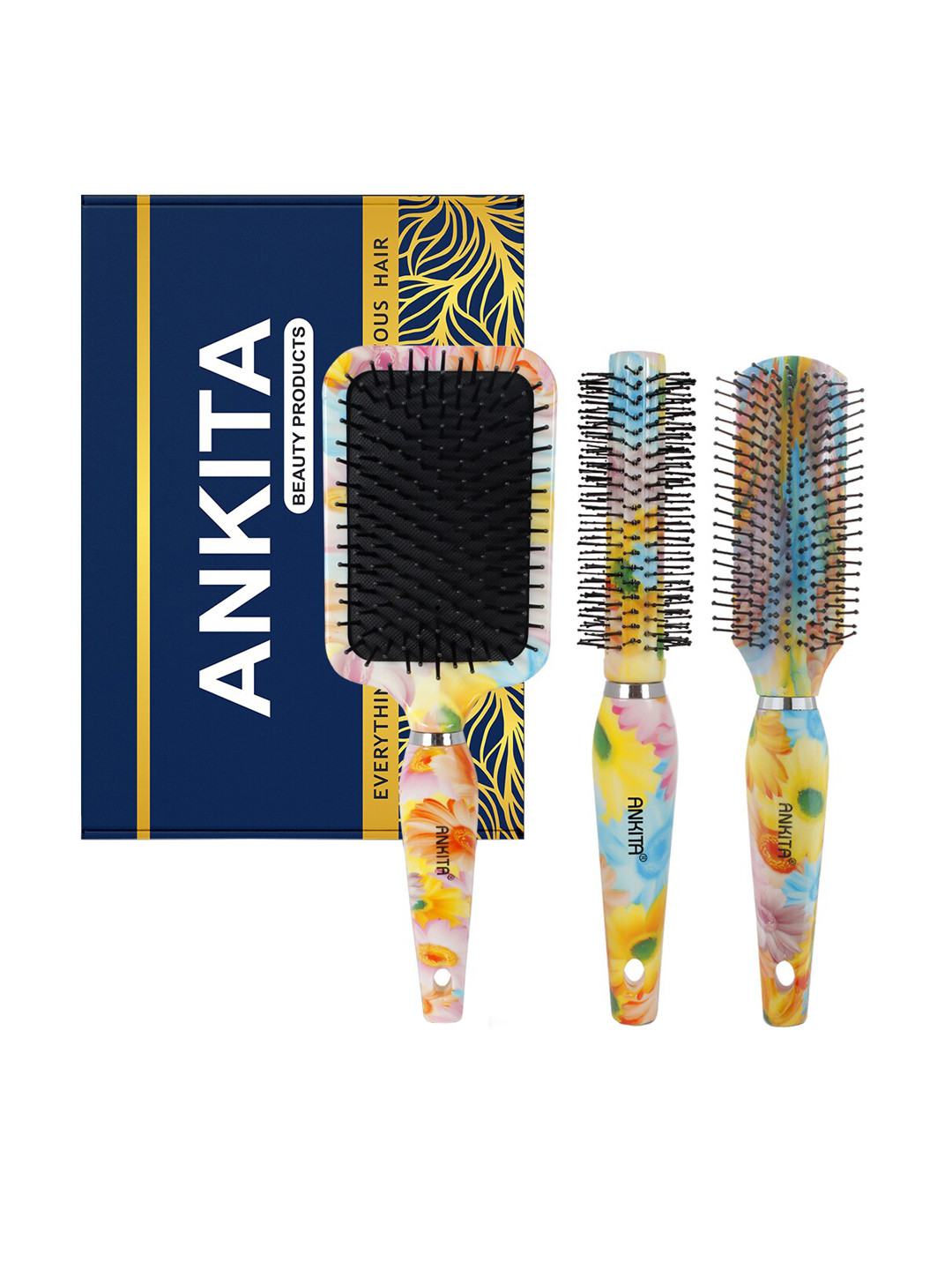 ANKITA 3-Pcs AP-2415 Hair Brush Combo - Multicolored