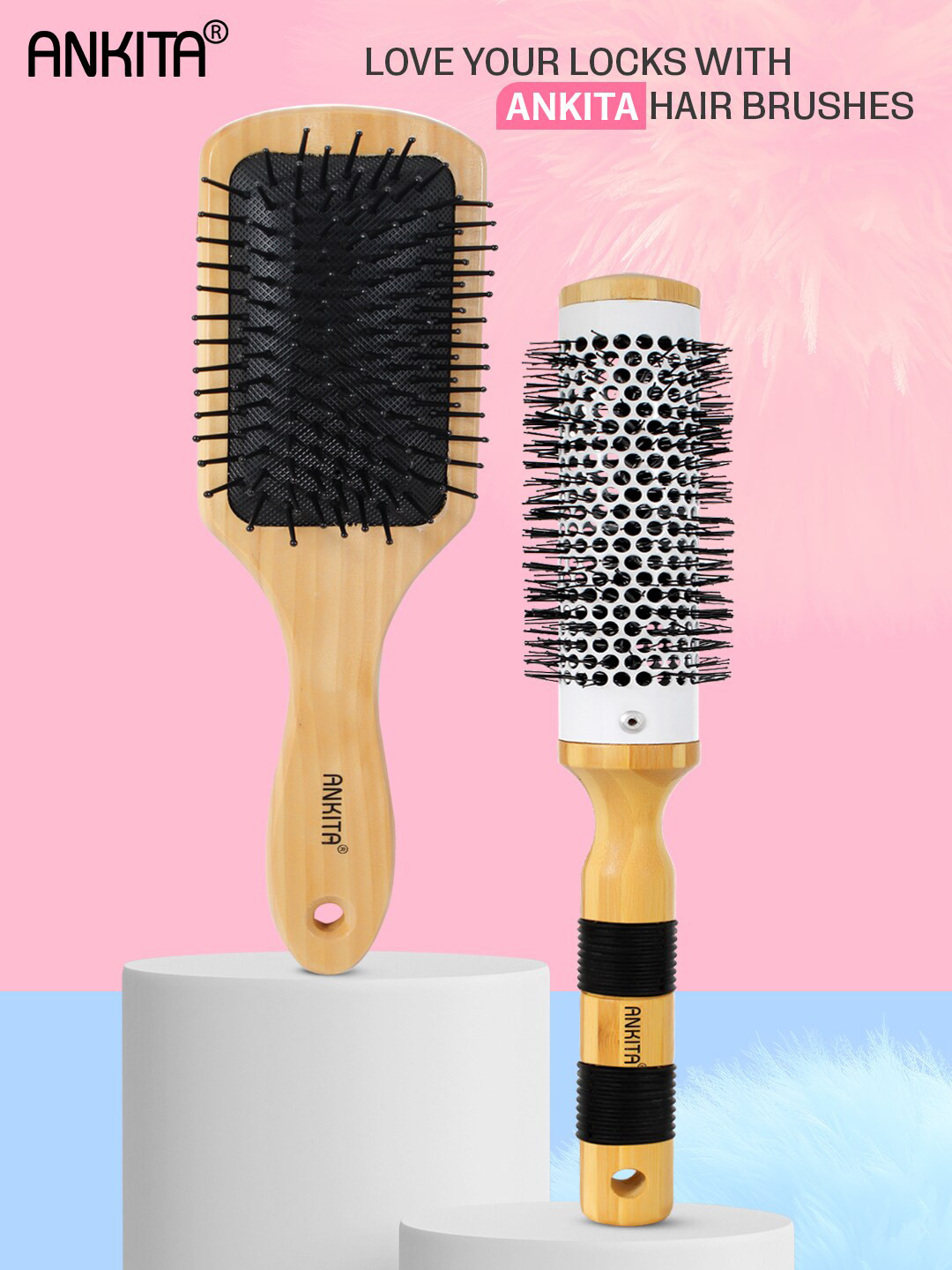 ANKITA 2-Pcs AP-2420 Hair Brush Combo - Beige