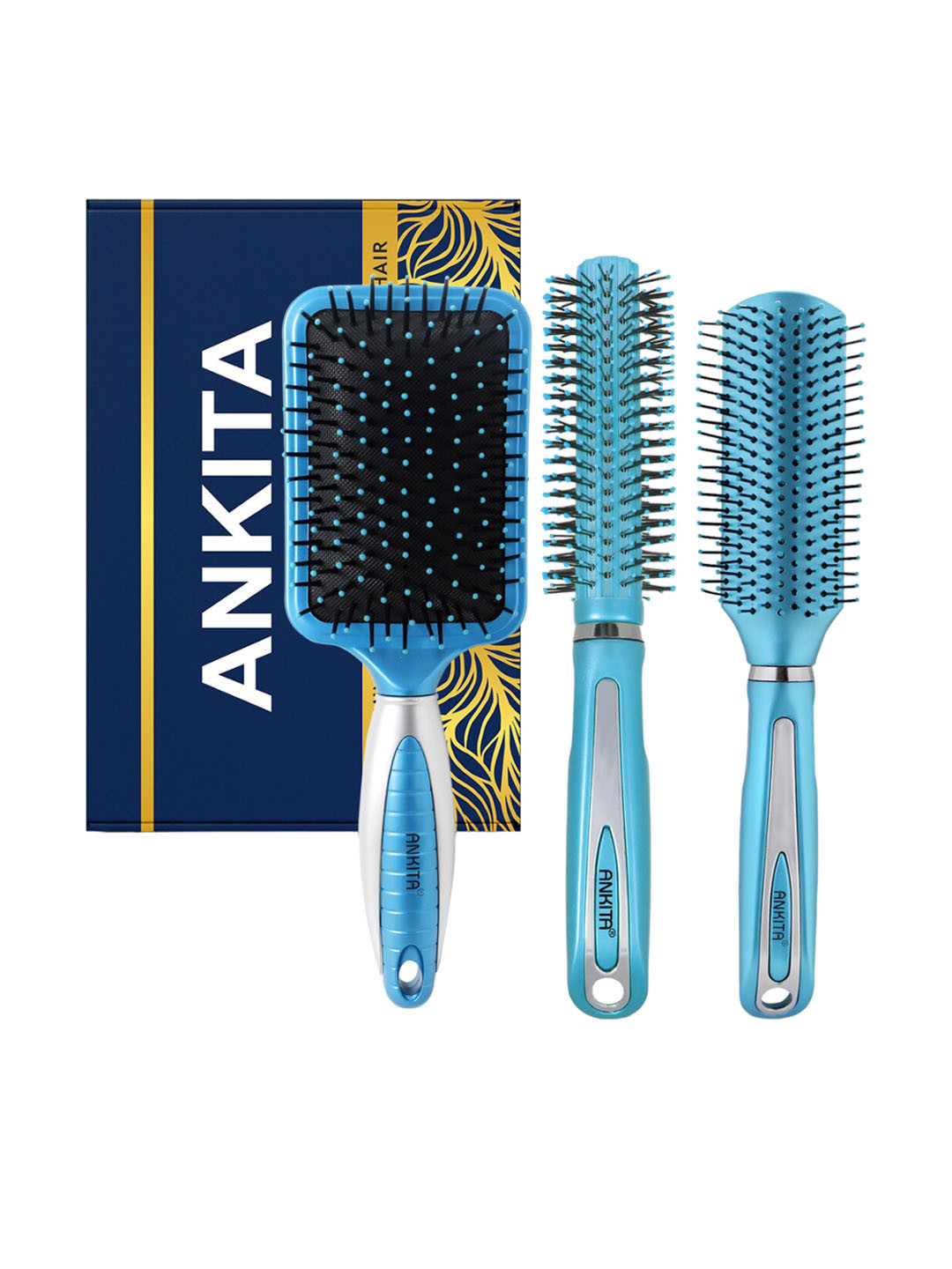 ANKITA Professional 3-Pcs AP-2407 Hair Brush Combo - Blue