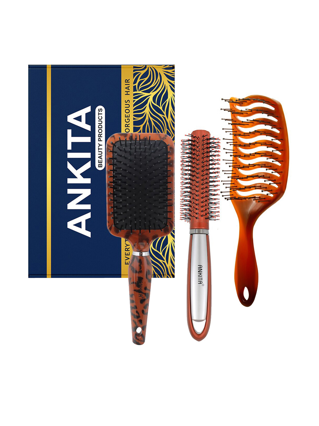 ANKITA Professional 3-Pcs AP-2416 Hair Brush Combo - Red
