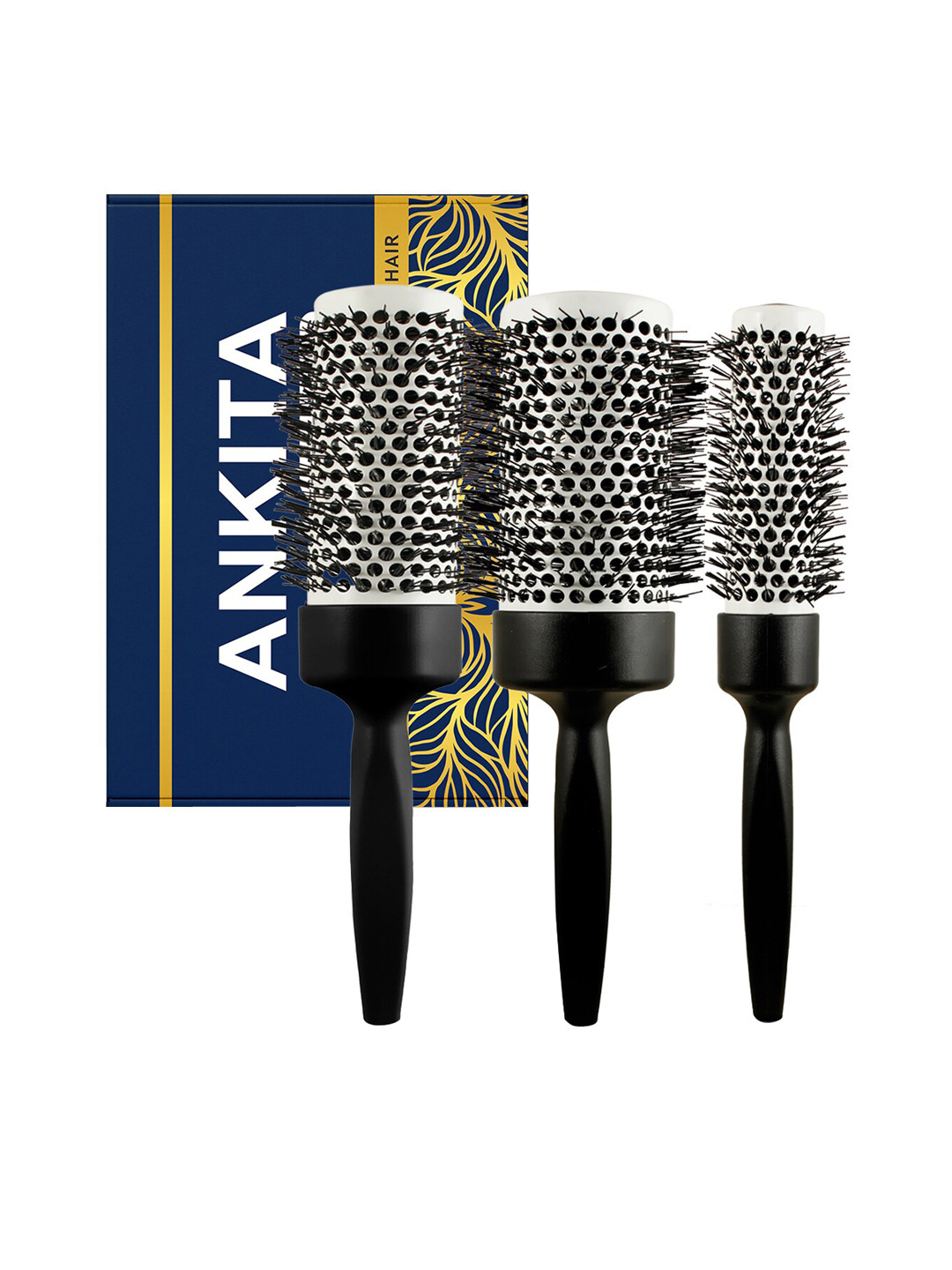 ANKITA Professional 3-Pcs Hair Brush Combo - Black