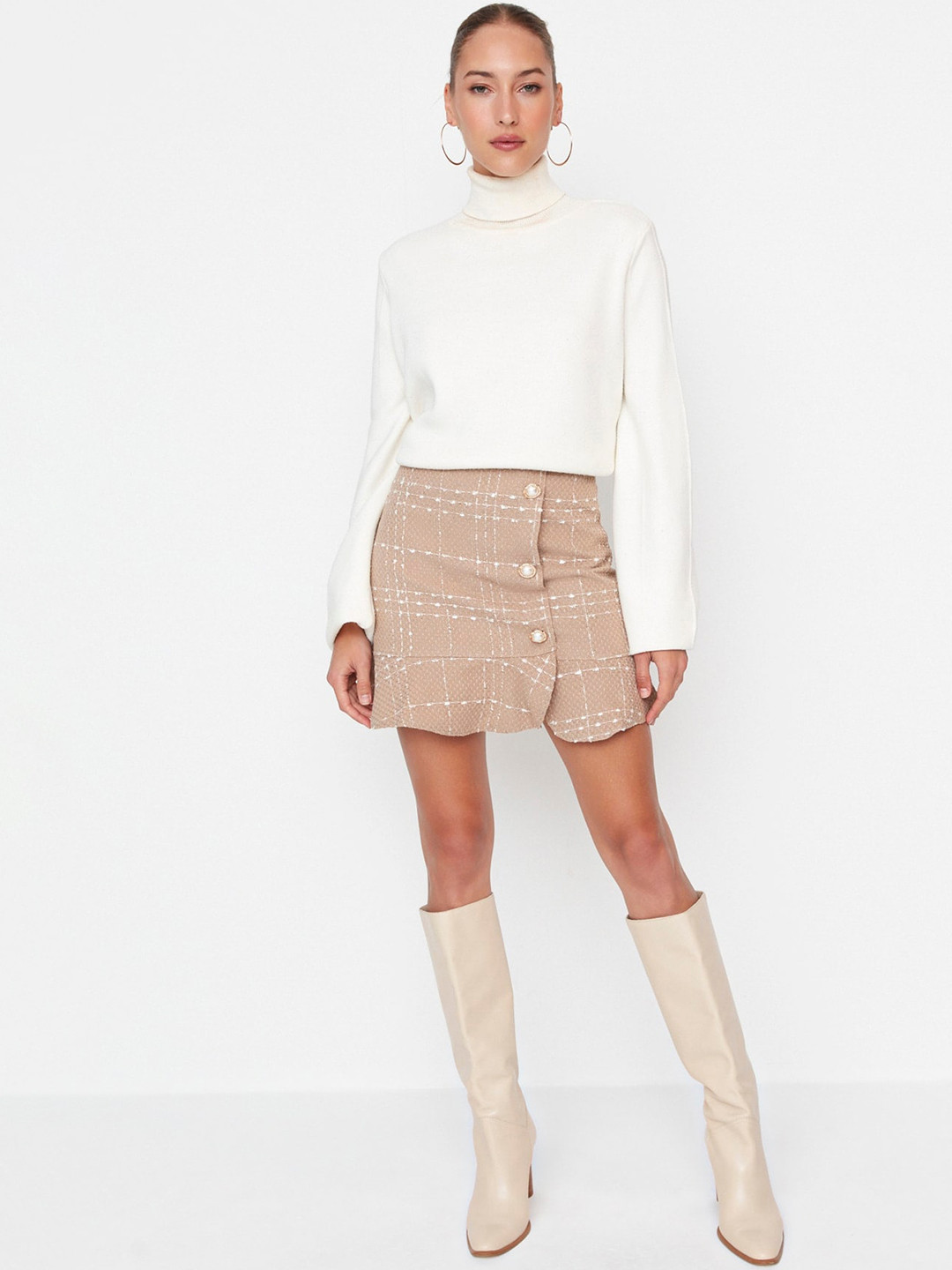 Trendyol Checked Pencil Mini Skirt