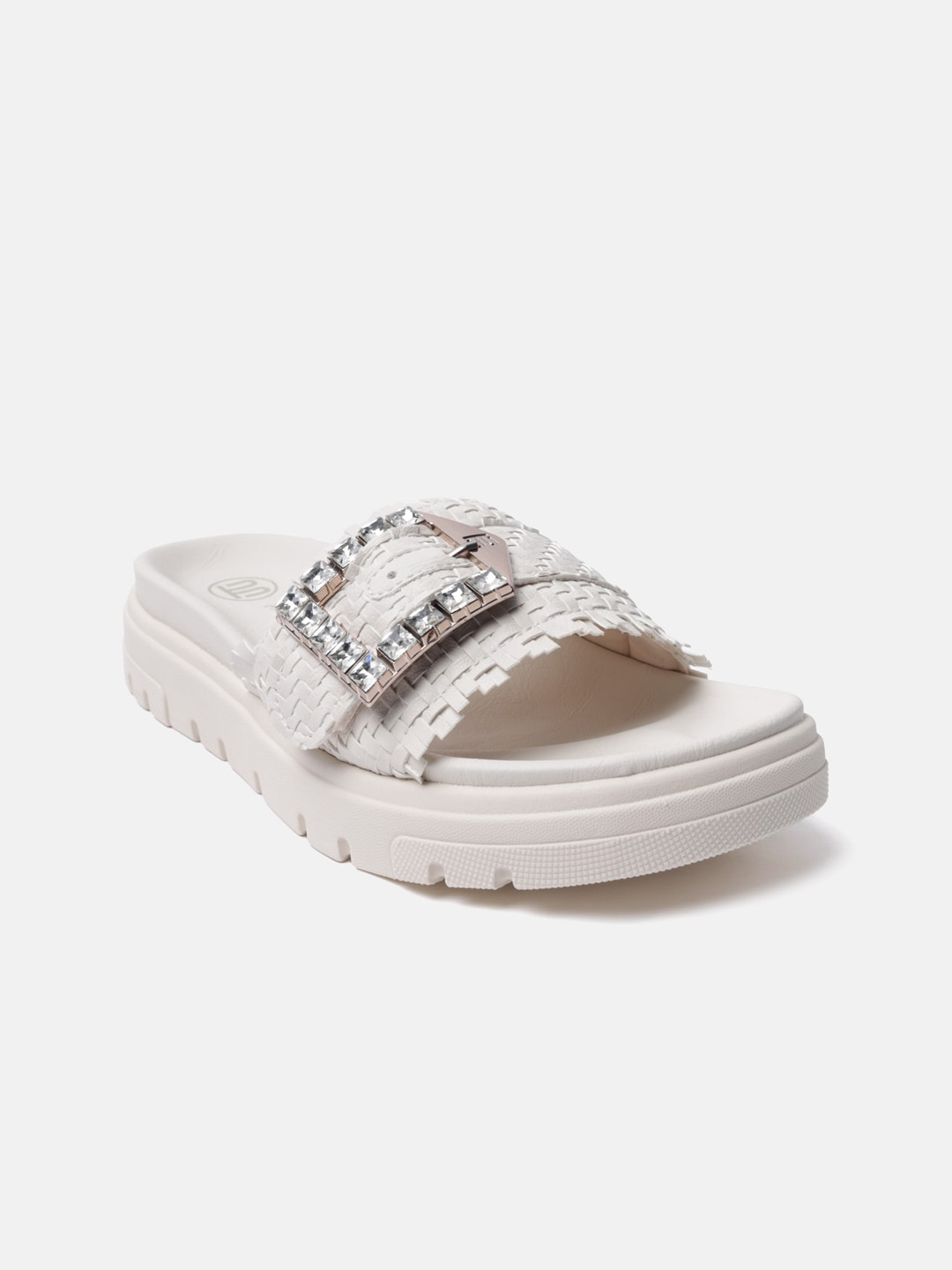 BAGATT Dalia Evo Textured Buckle Detailed Open Toe Flats