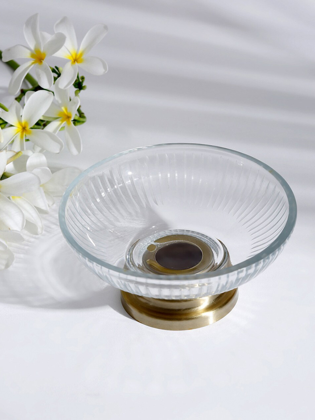 Fabindia Transparent Textured Glass Soap Dish