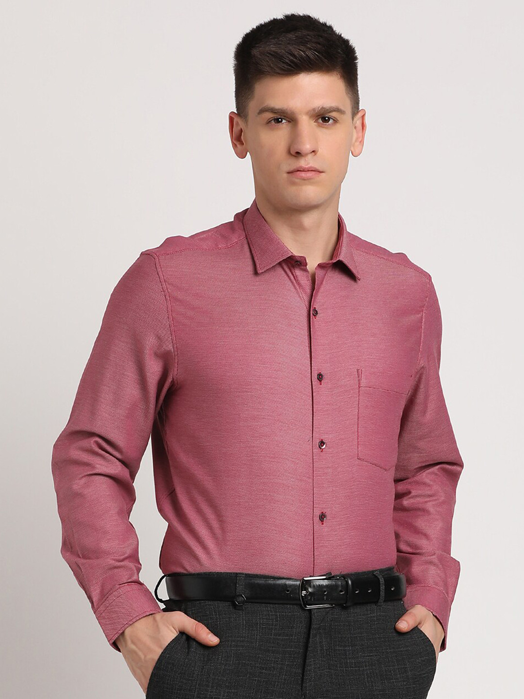 Turtle Textured Standard Slim Fit Cotton Formal Shirt