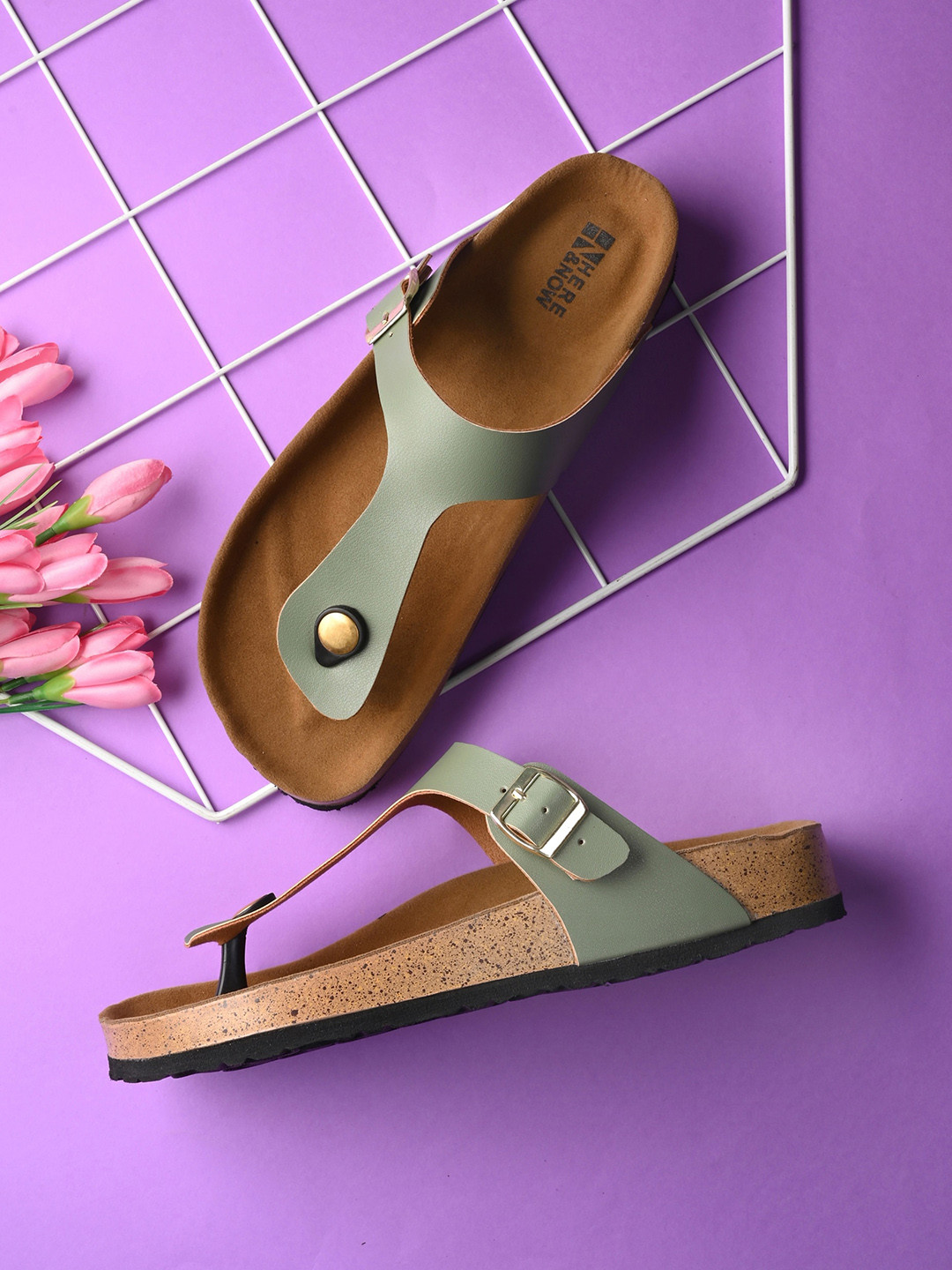 HERE&NOW T-Strap Flats with Buckles