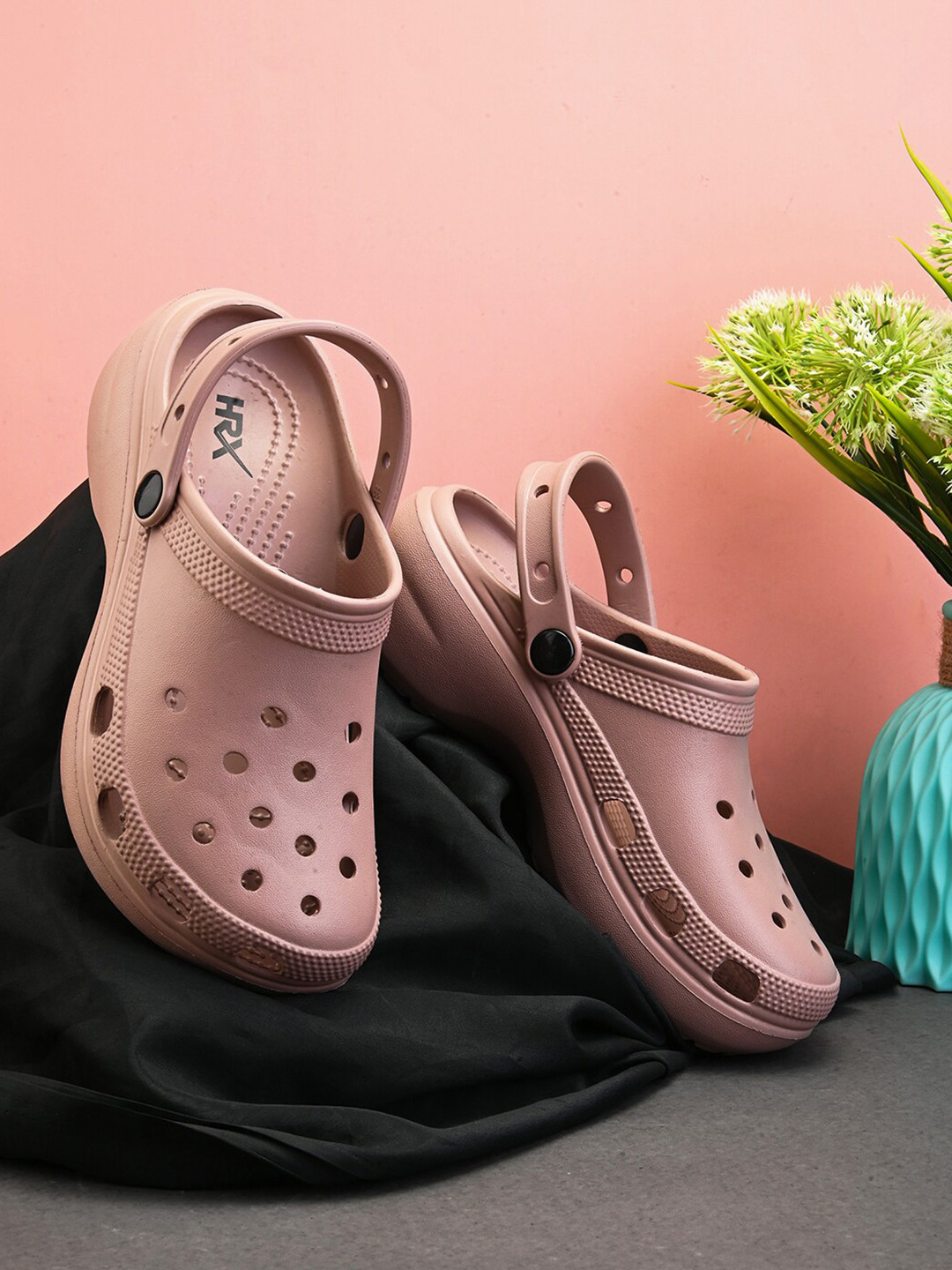 HRX by Hrithik Roshan Women Peach Coloured Rubber Clogs