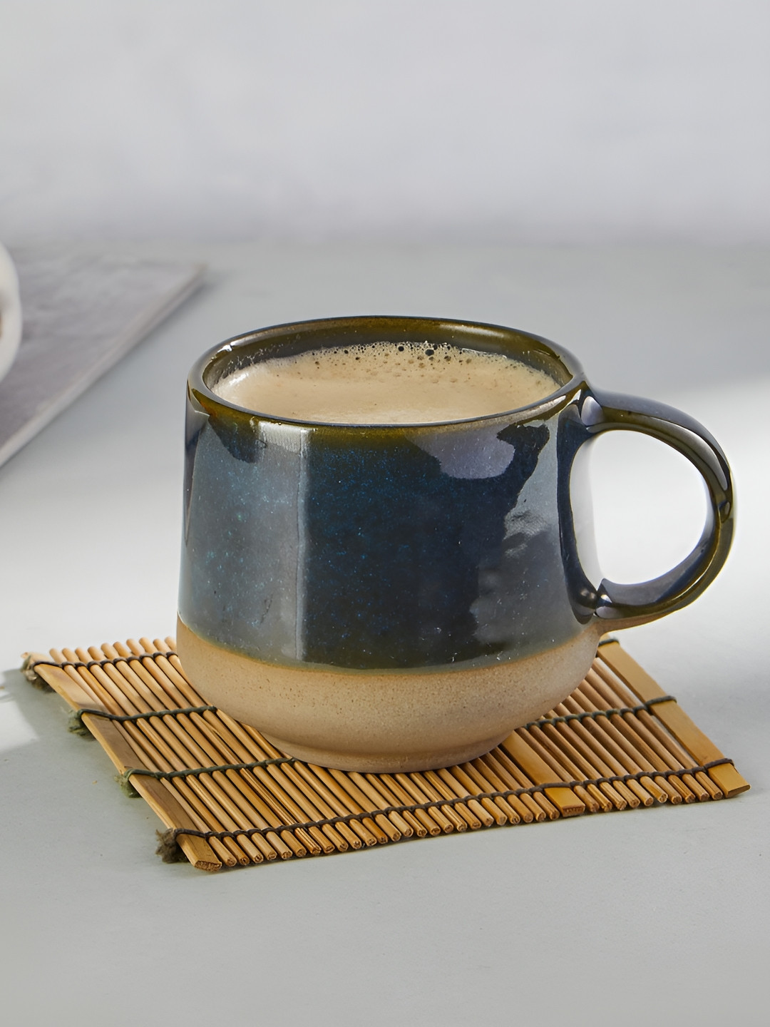 Fabindia Frozen Brown Ceramic Handmade Cup-200ml