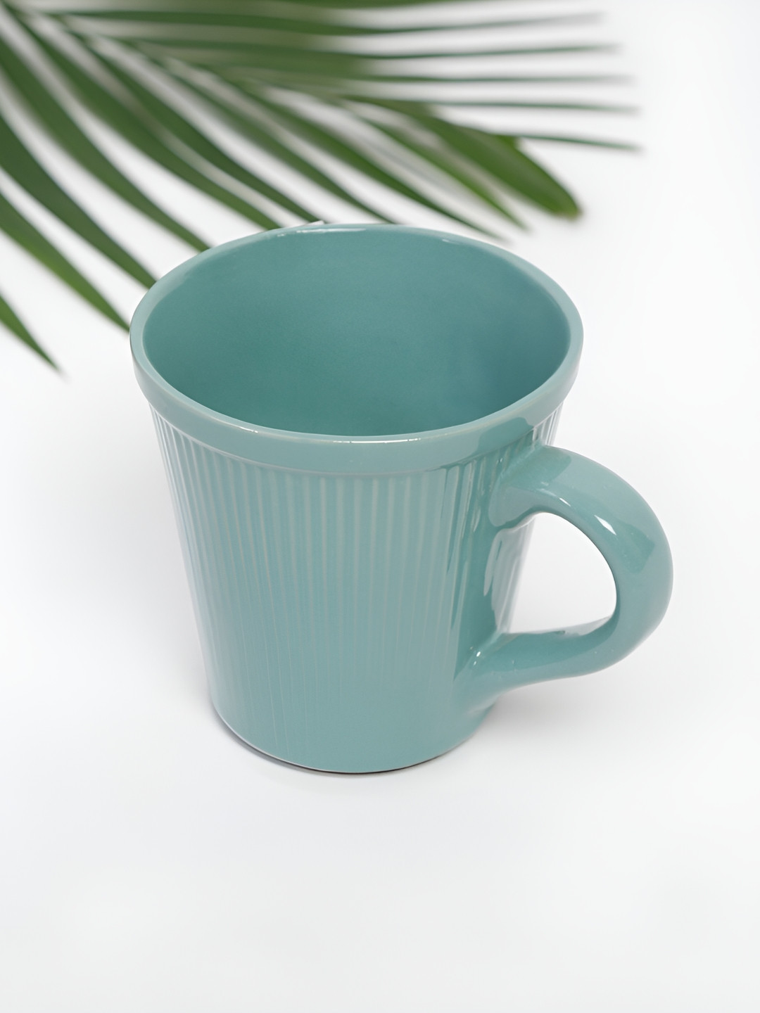 Fabindia Blue Textured Ceramic Microwave Safe Mug-220ml