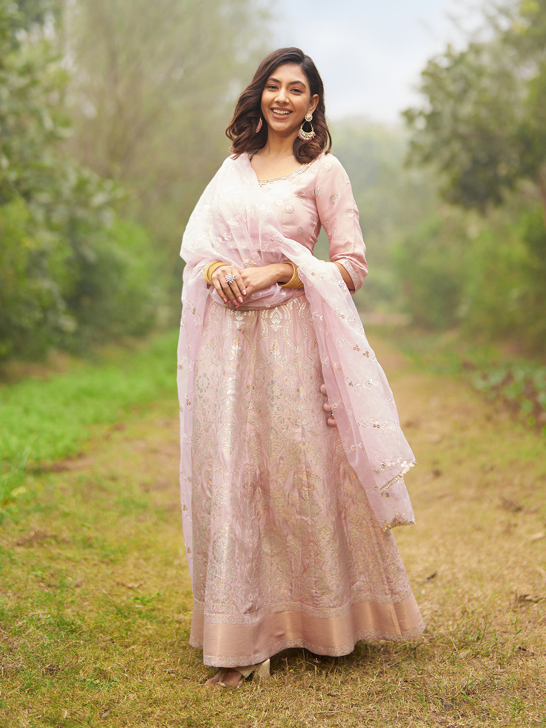 AURELIA Embroidered Top With Skirt & Dupatta