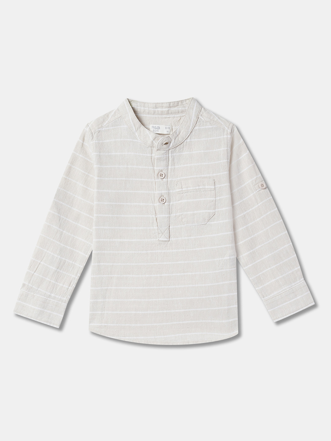 R&B Boys Horizontal Striped Cotton Casual Shirt