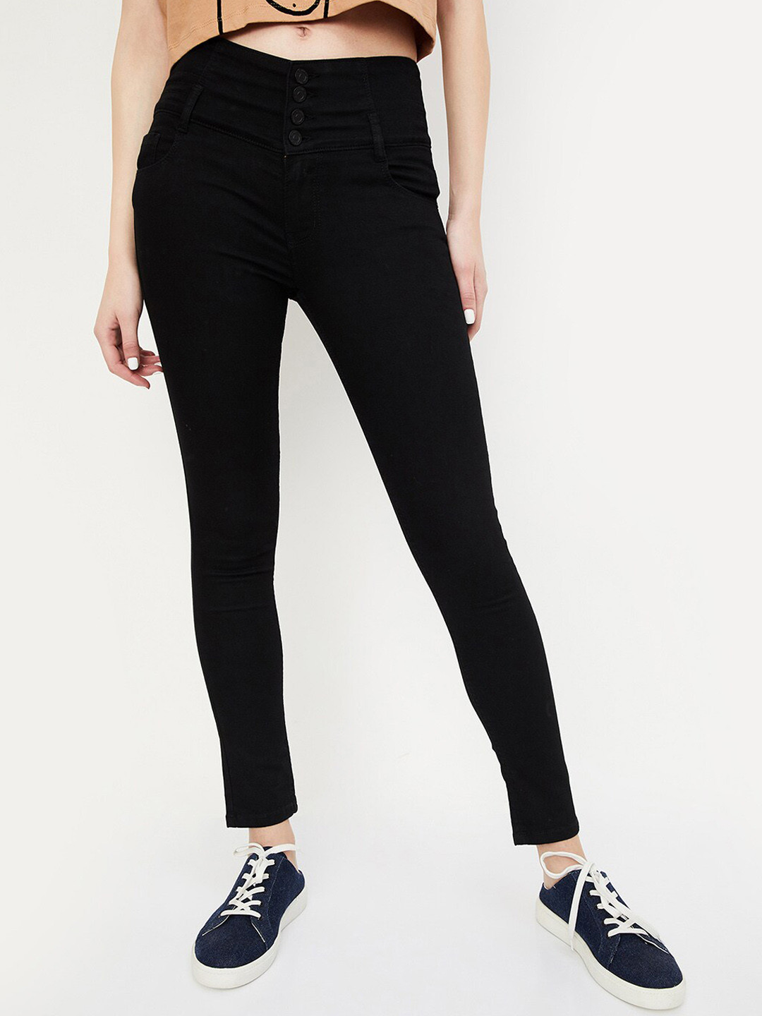 max Women Dark Shade Clean Look Stretchable Jeans