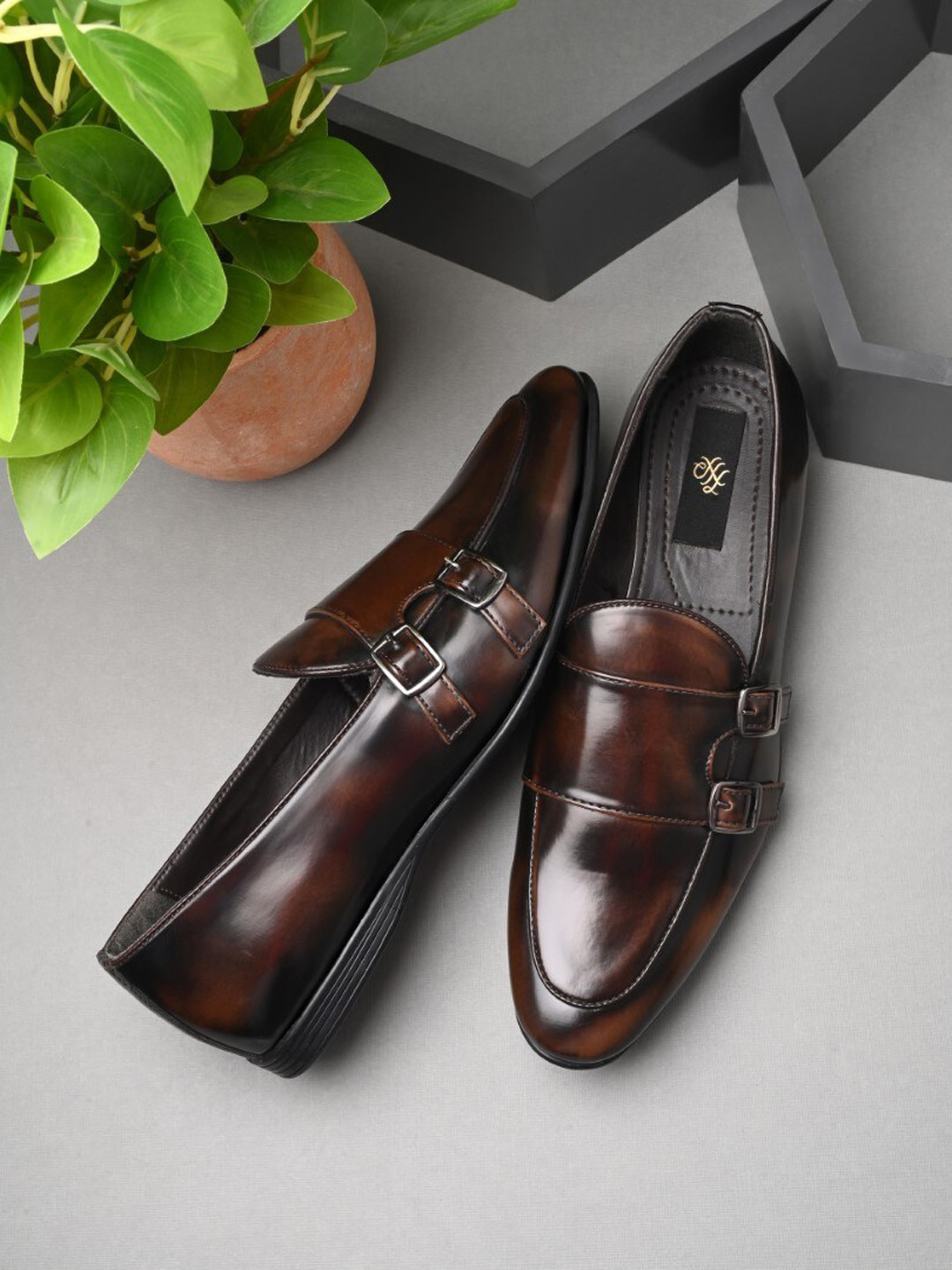 House of Pataudi Men Formal Monks Shoes