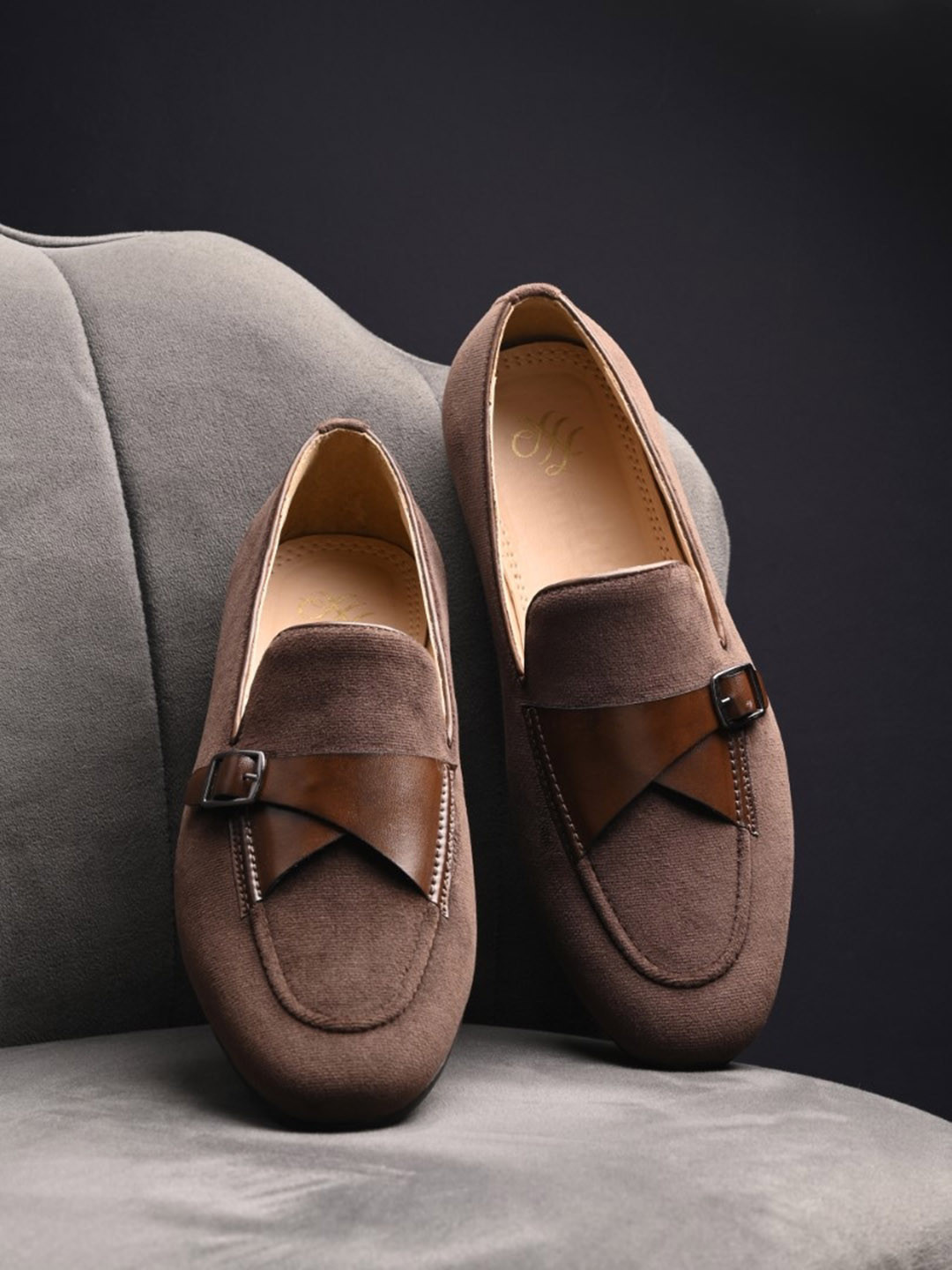 House of Pataudi Men Suede Slip On Formal Loafers