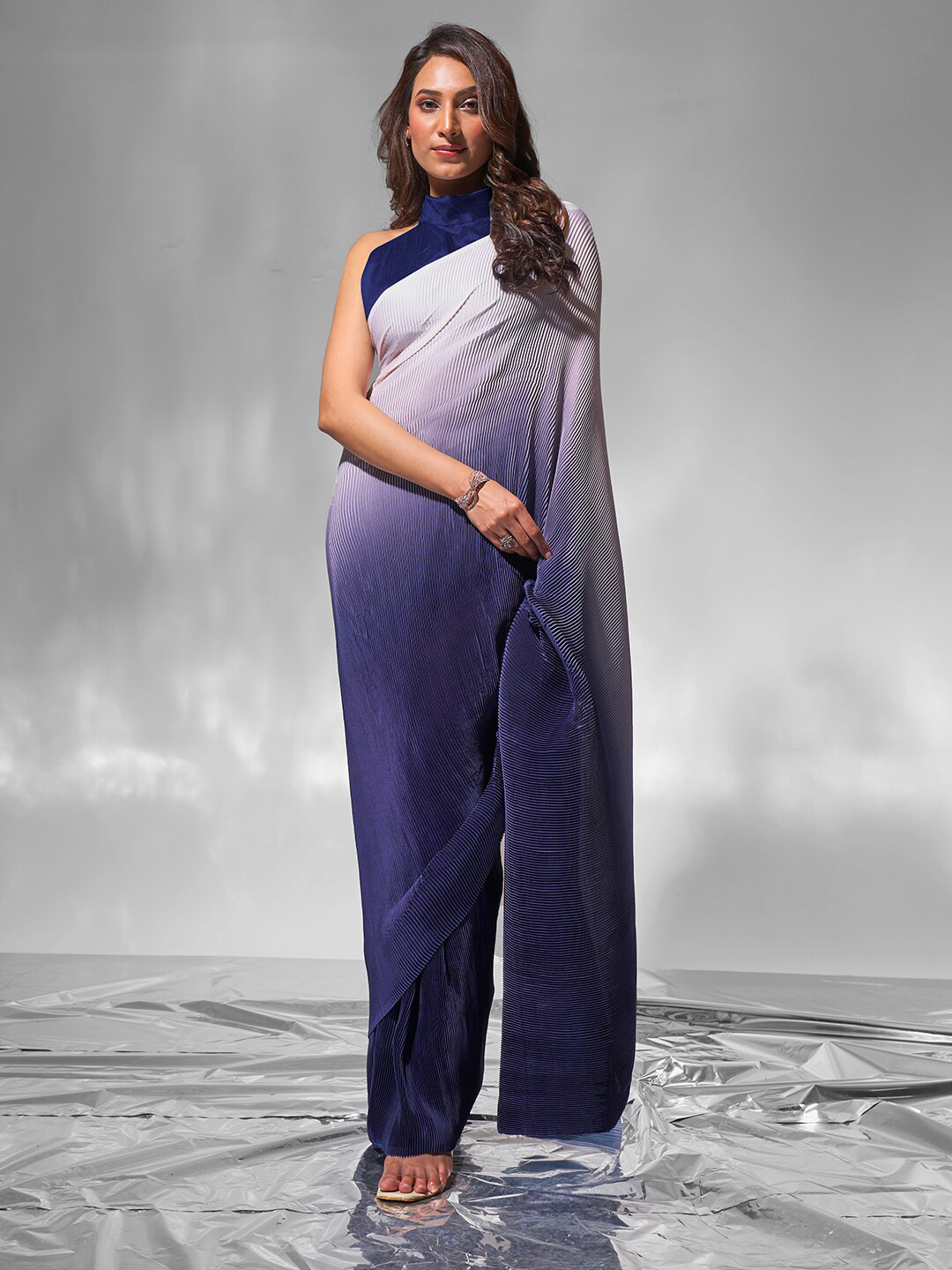 modeva Ombre Pure Chiffon Saree