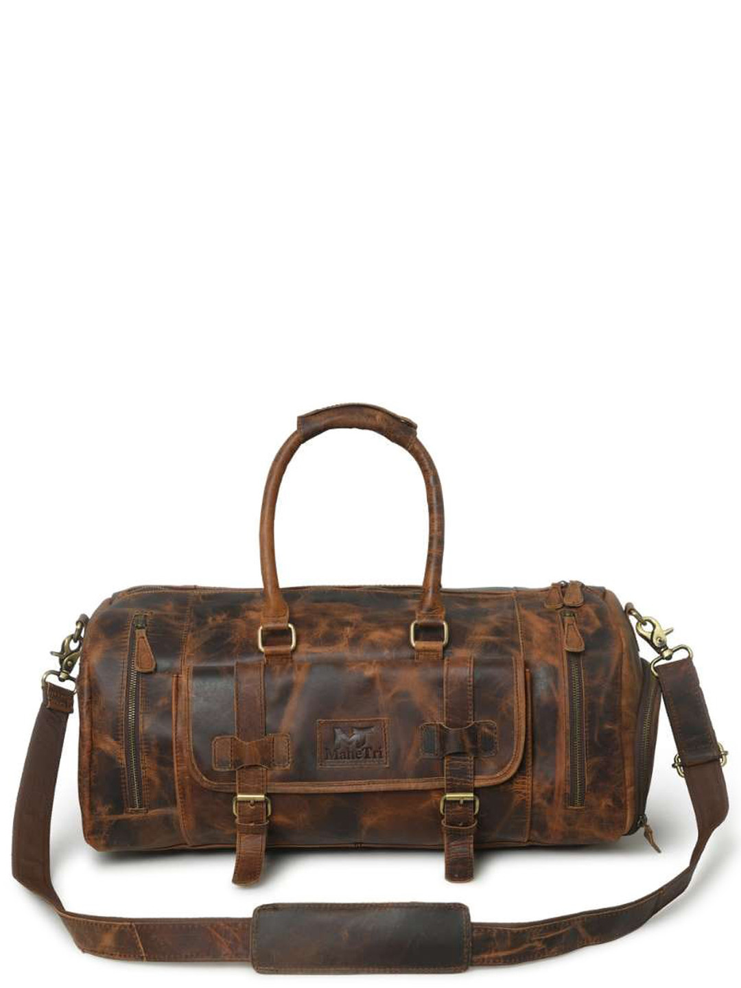 MaheTri Sinclair Abstract Print Leather Medium Casual Duffel Bag