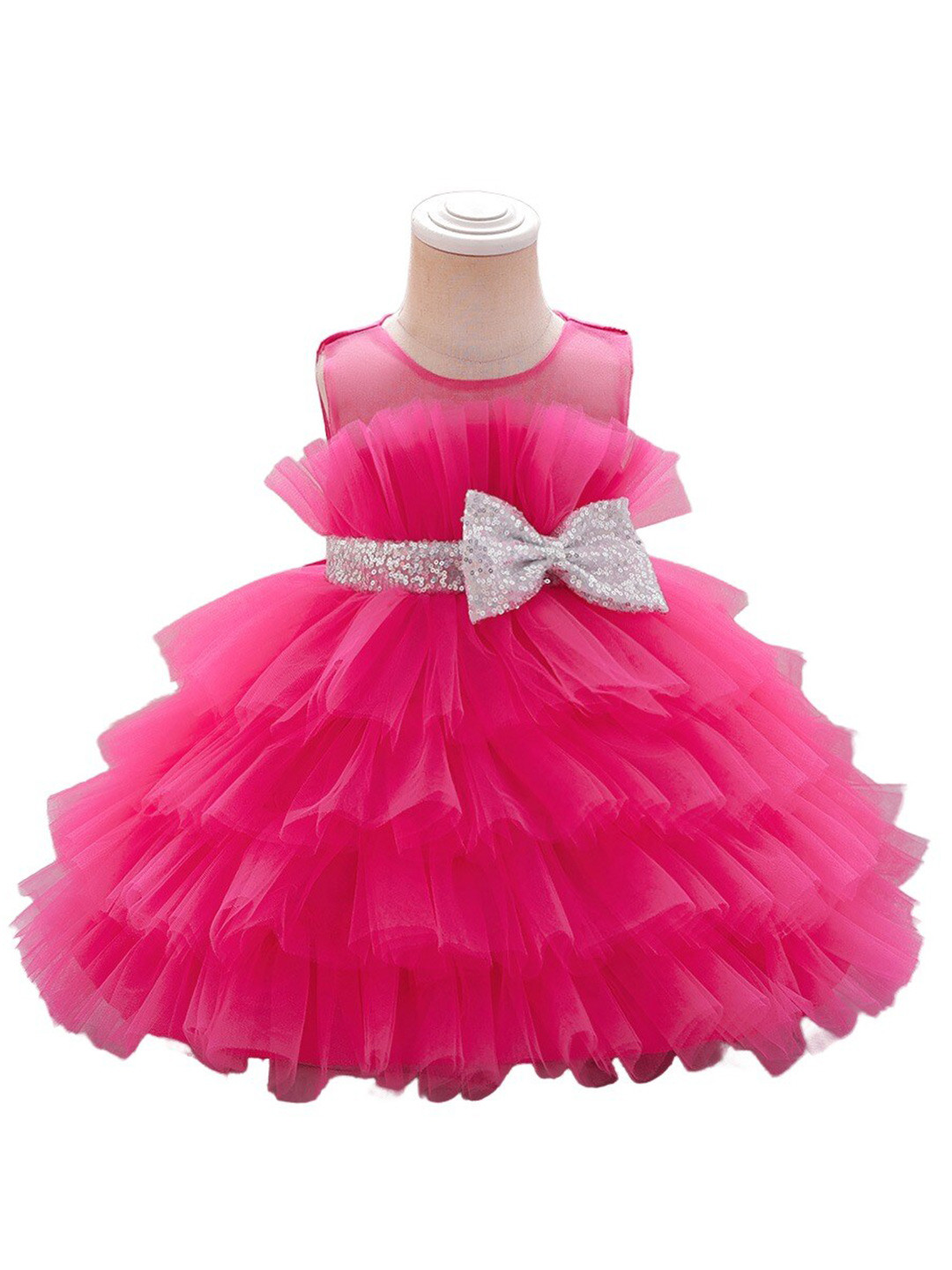 StyleCast Girls Fuchsia Ruffled Fit & Flare Maxi Dress