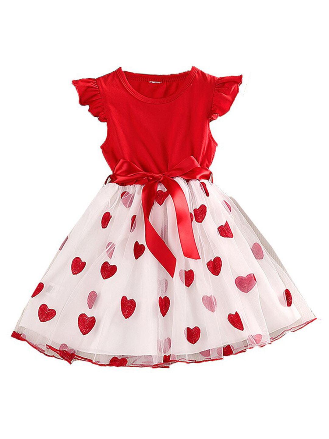StyleCast Girls Red Conversational Printed Cap Sleeves Fit & Flare Dress
