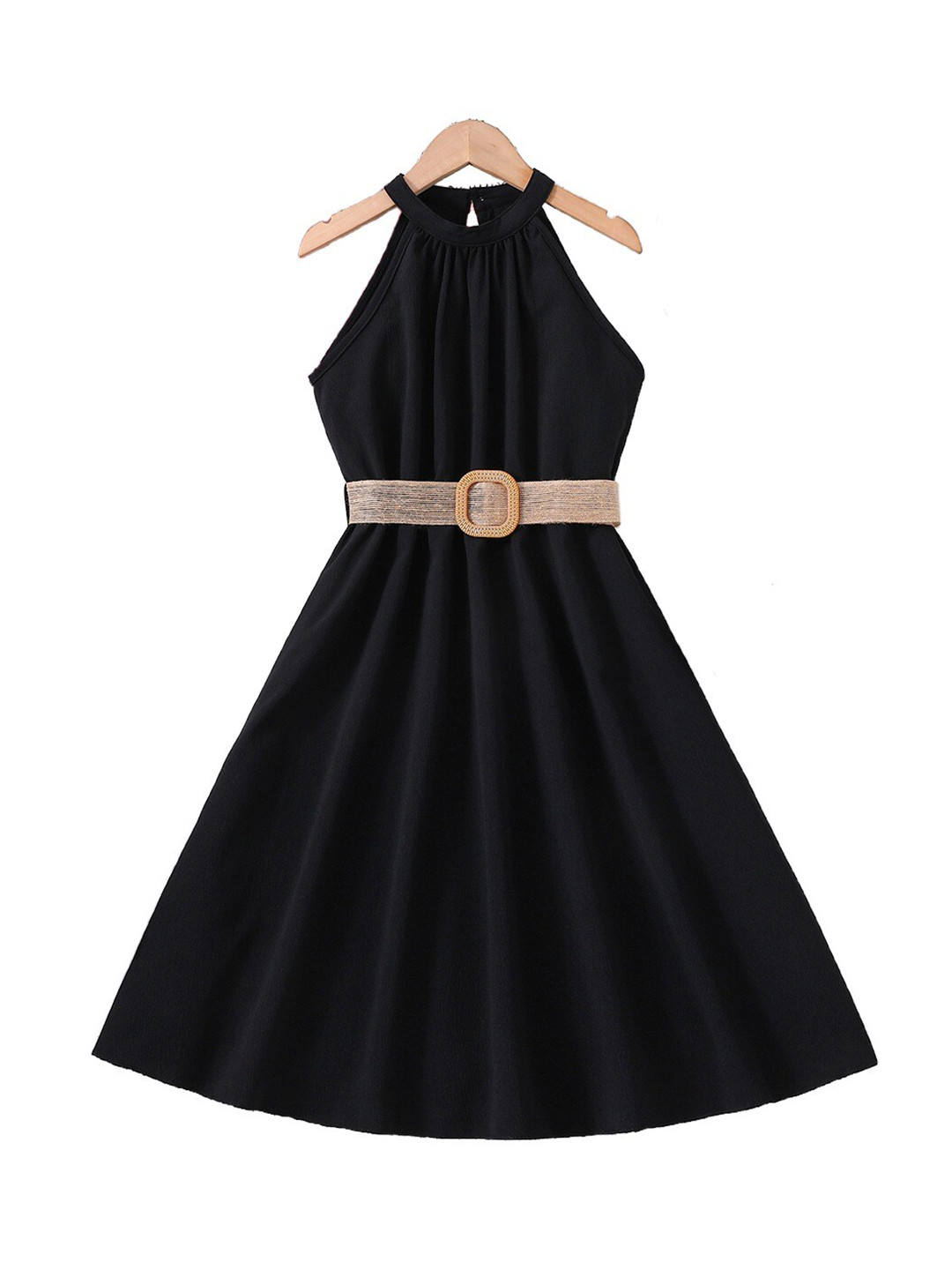 StyleCast Girls Black Halter Neck Sleeveless A-Line Dress