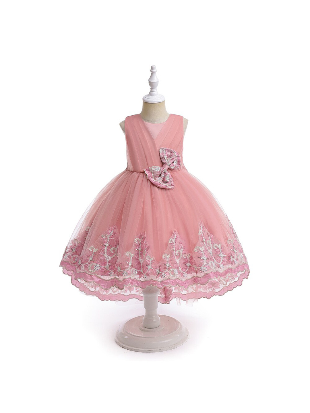 StyleCast Pink Girls Embellished Bow Fit & Flare Dress