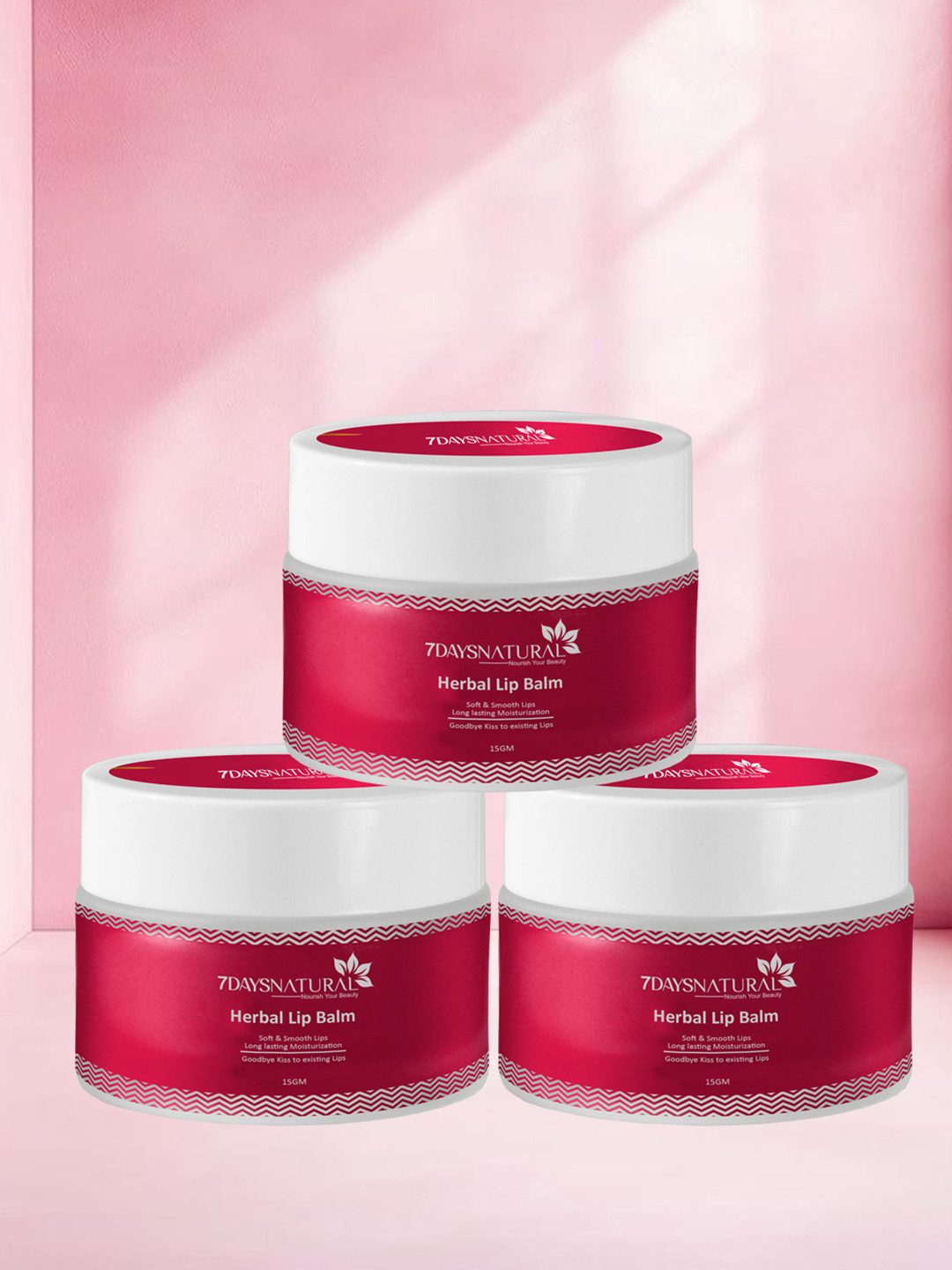 7DAYSNATURAL Feel Of Nature Set of 3 Herbal Lip Balm with Apricot & Shea Butter - 15 g each