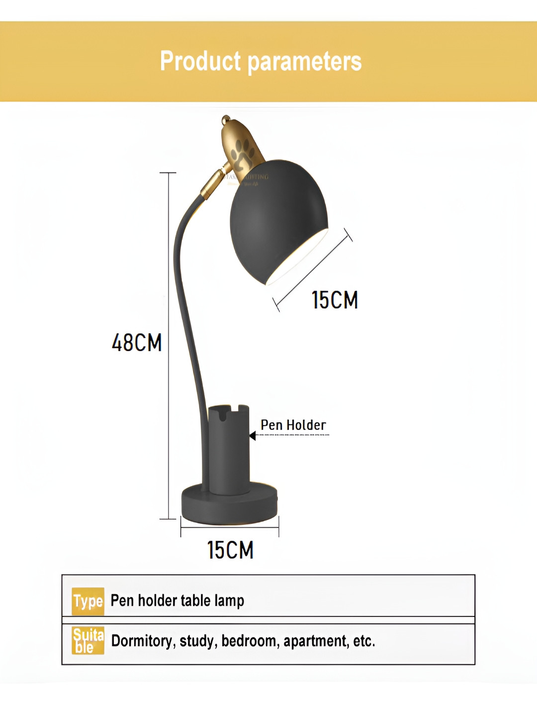 Mufasa Gold Toned Black Desk Lamp With Bulb