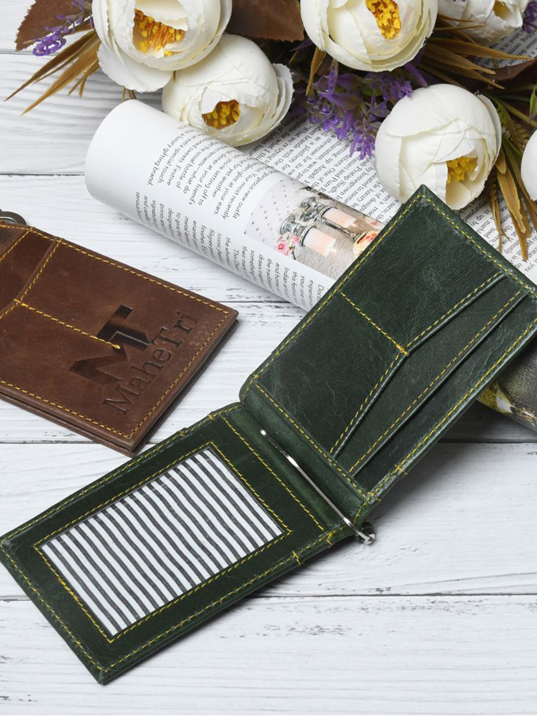 MaheTri Men Finley Money Clipper- Green